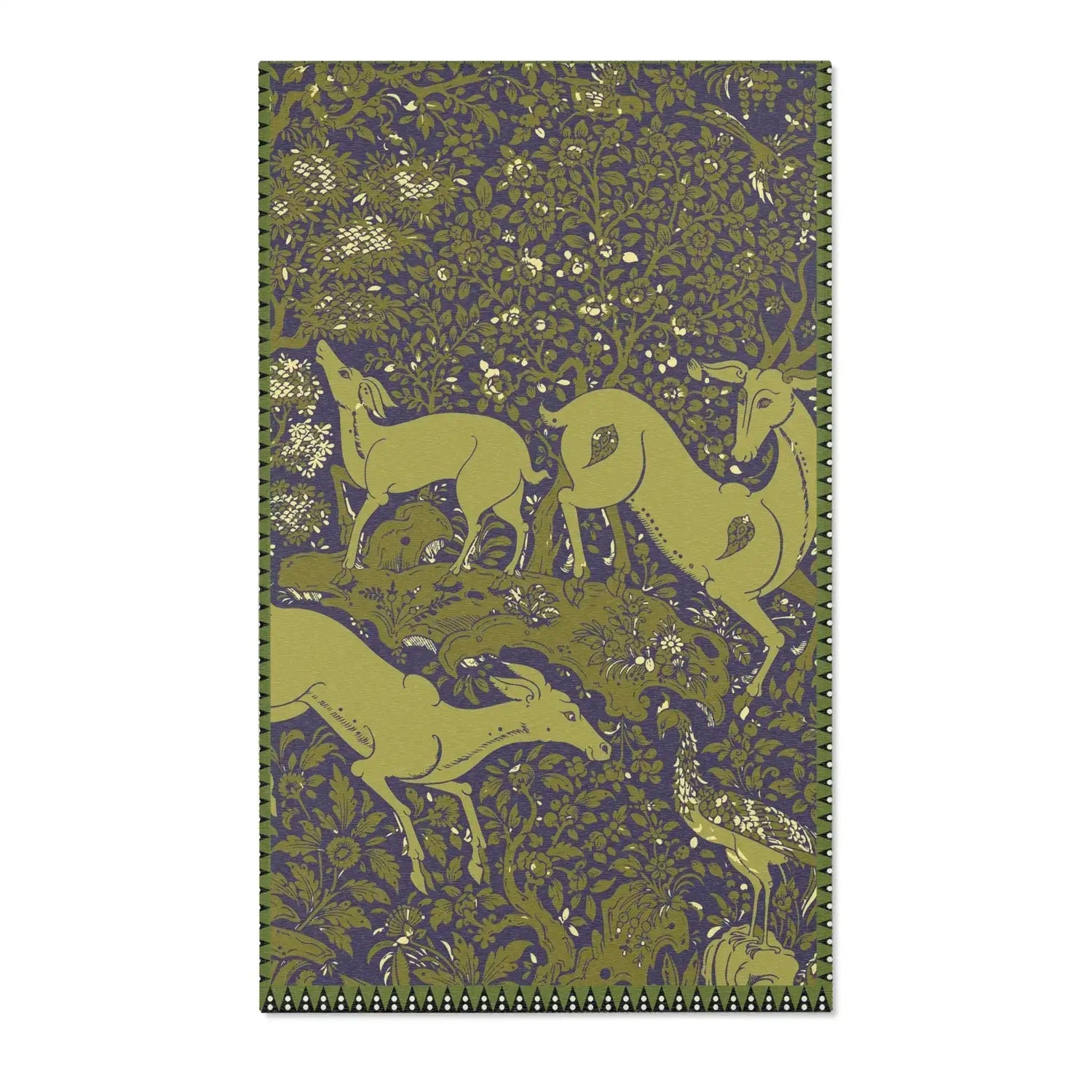 Golden Deer in Enchanted Forest Accent Rug