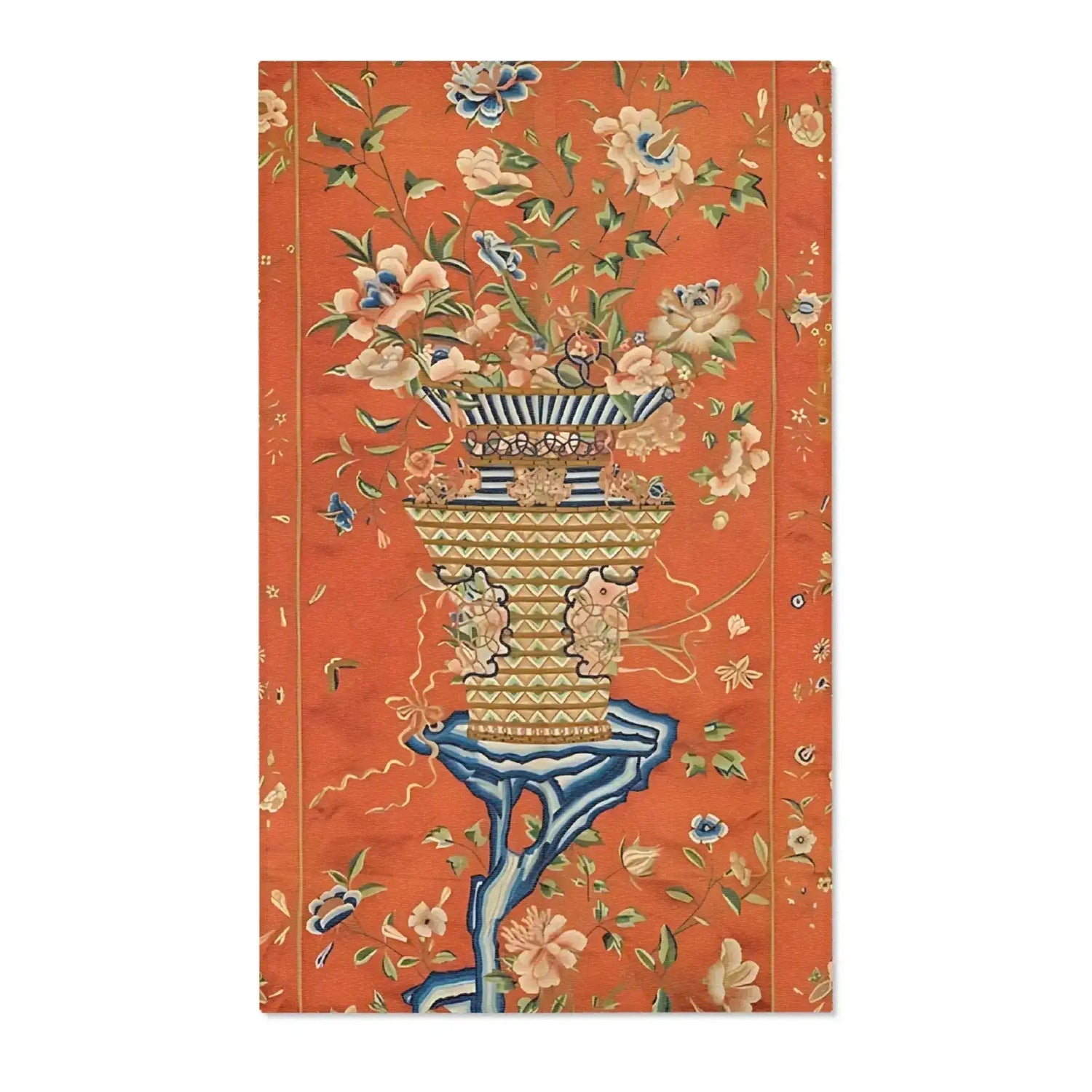 Floral Vase on Terracotta Accent Rug