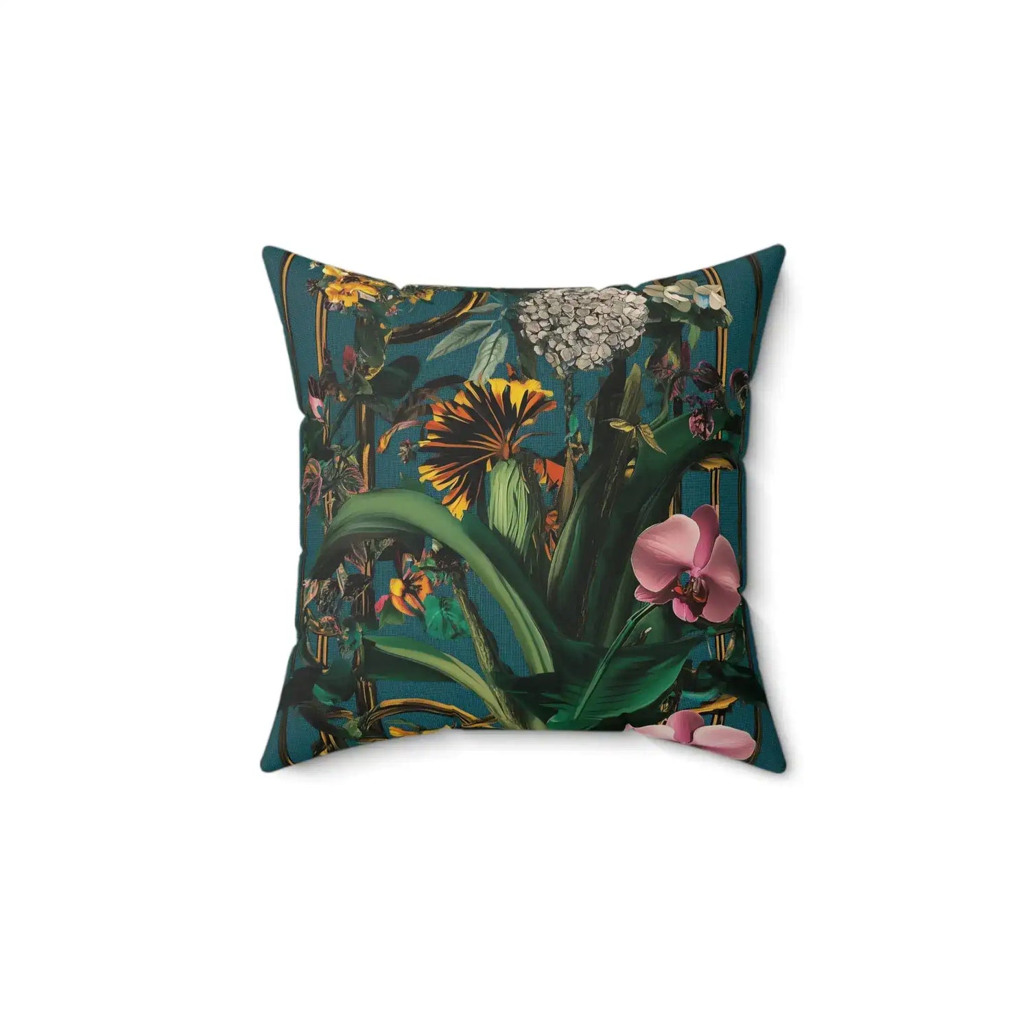 Lush Floral Garden Throw Pillow