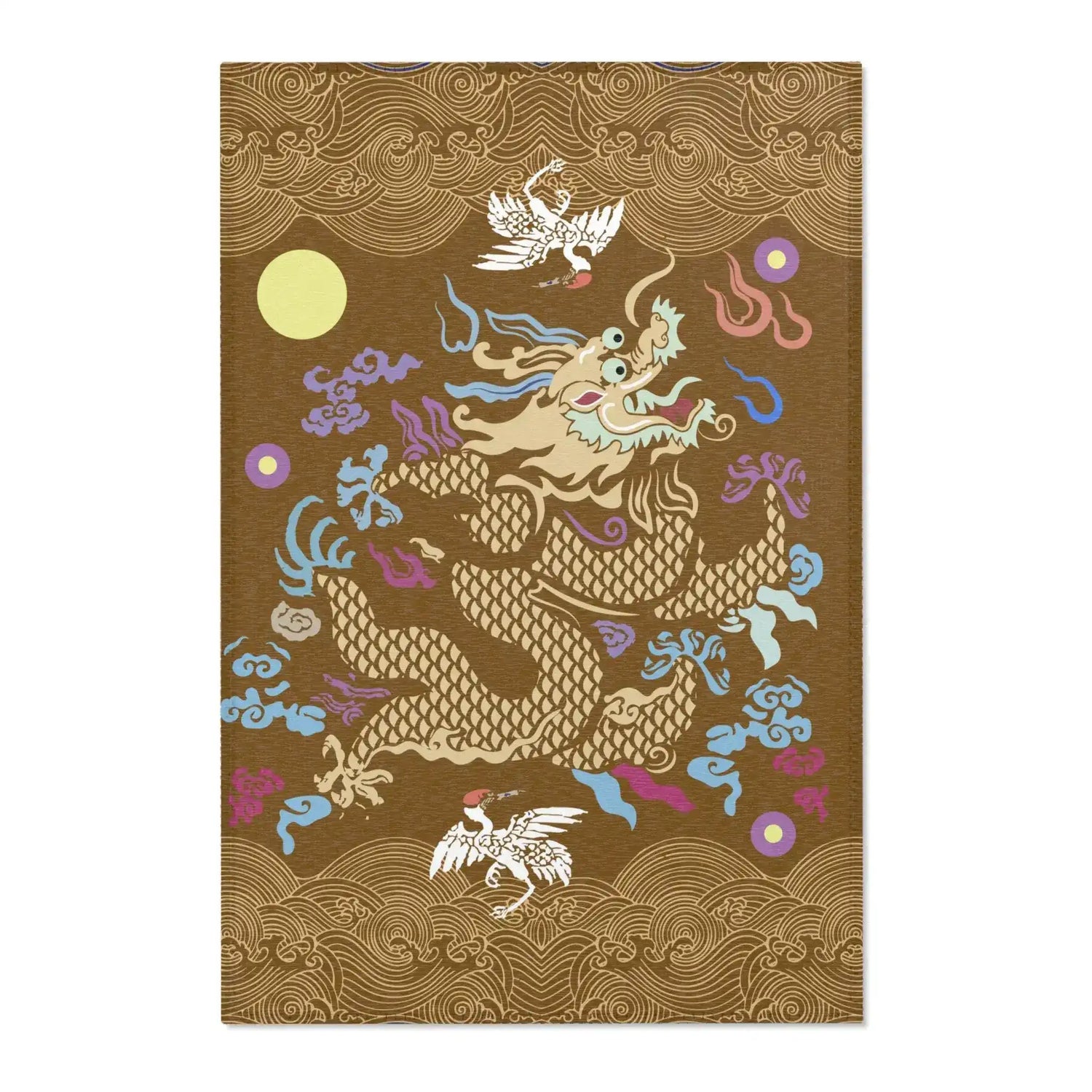 Golden Celestial Dragon Accent Rug