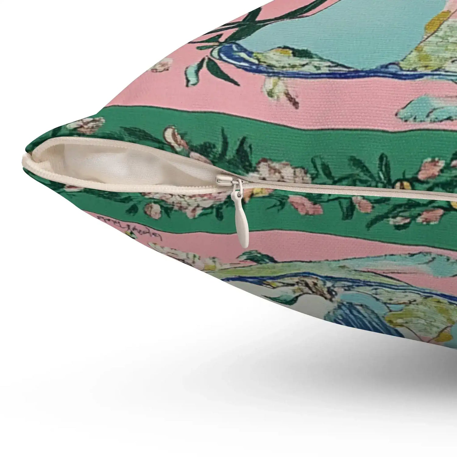 Pastel Birds and Blossoms Throw Pillow