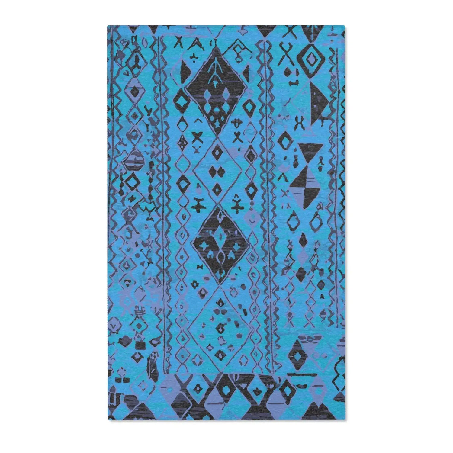 Blue Tribal Diamond Pattern Accent Rug