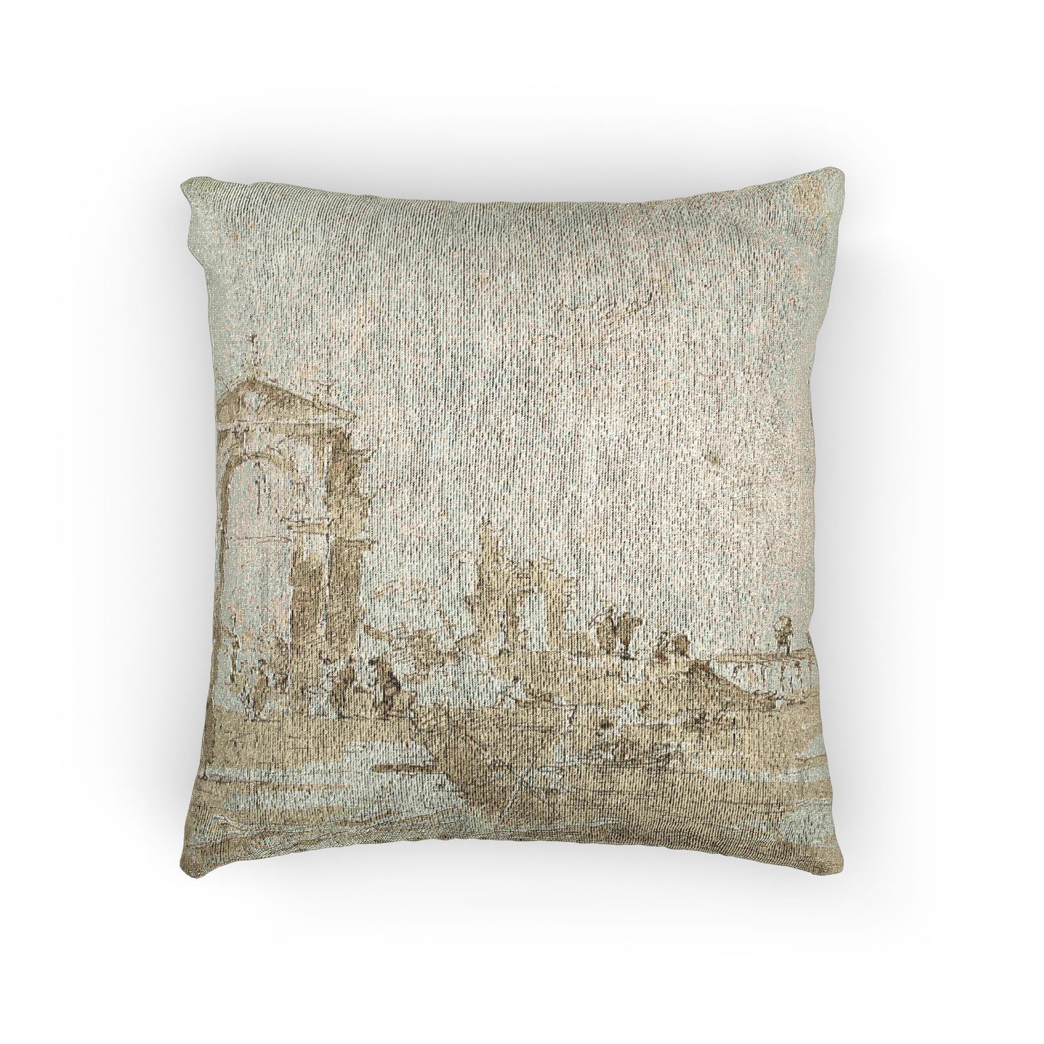 Gateway near a Landing Bridge - Francesco Guardi Pillow