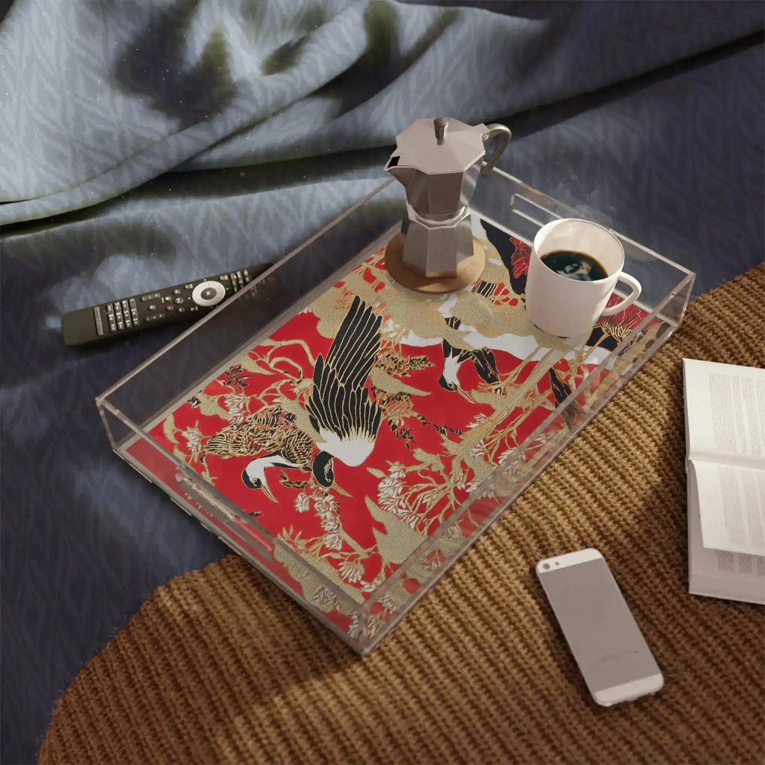 Golden Crane Garden Serving Tray