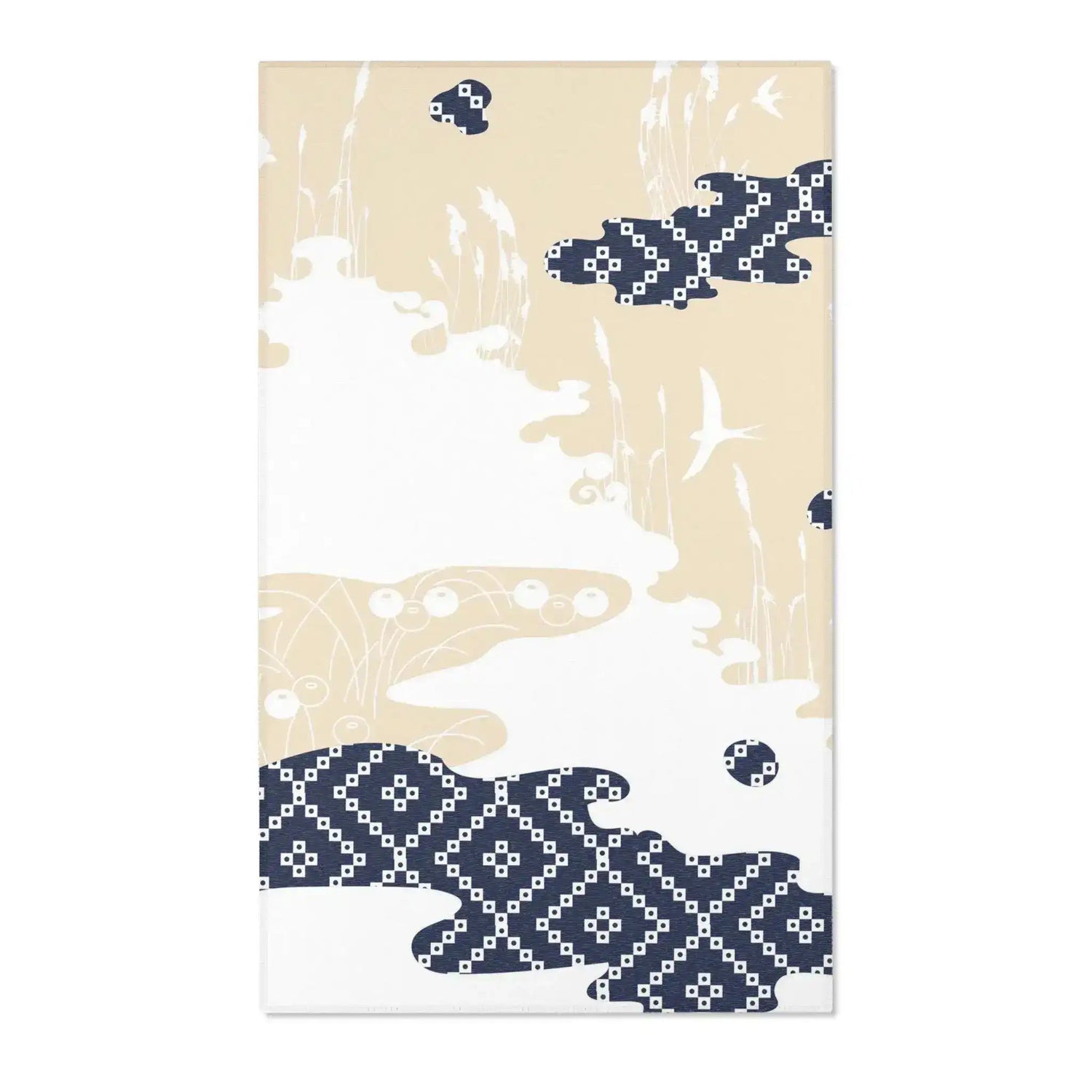 Blue & Beige Swallow Sky Pattern Accent Rug