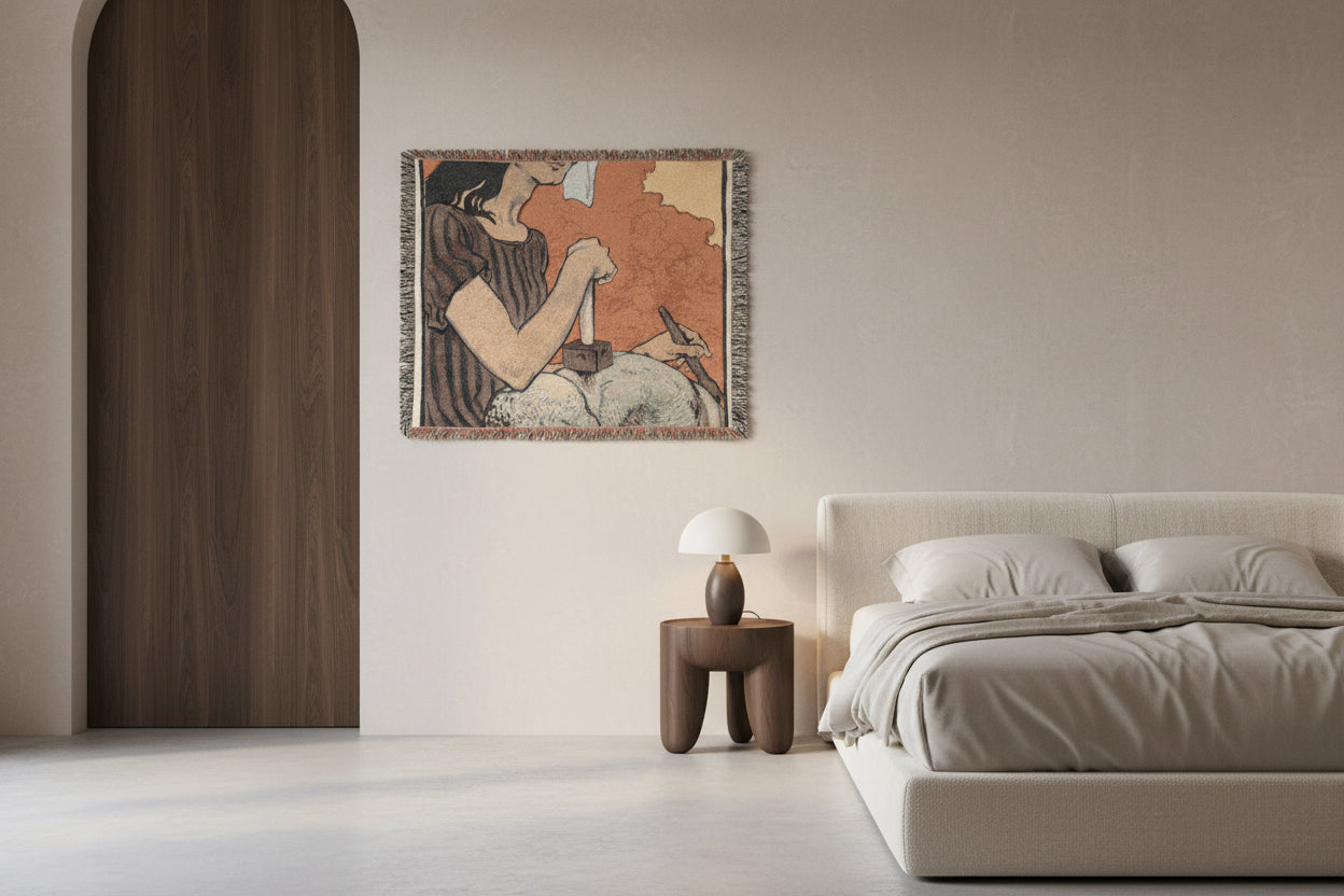 Sculptress - Eugène Grasset Tapestry Blanket