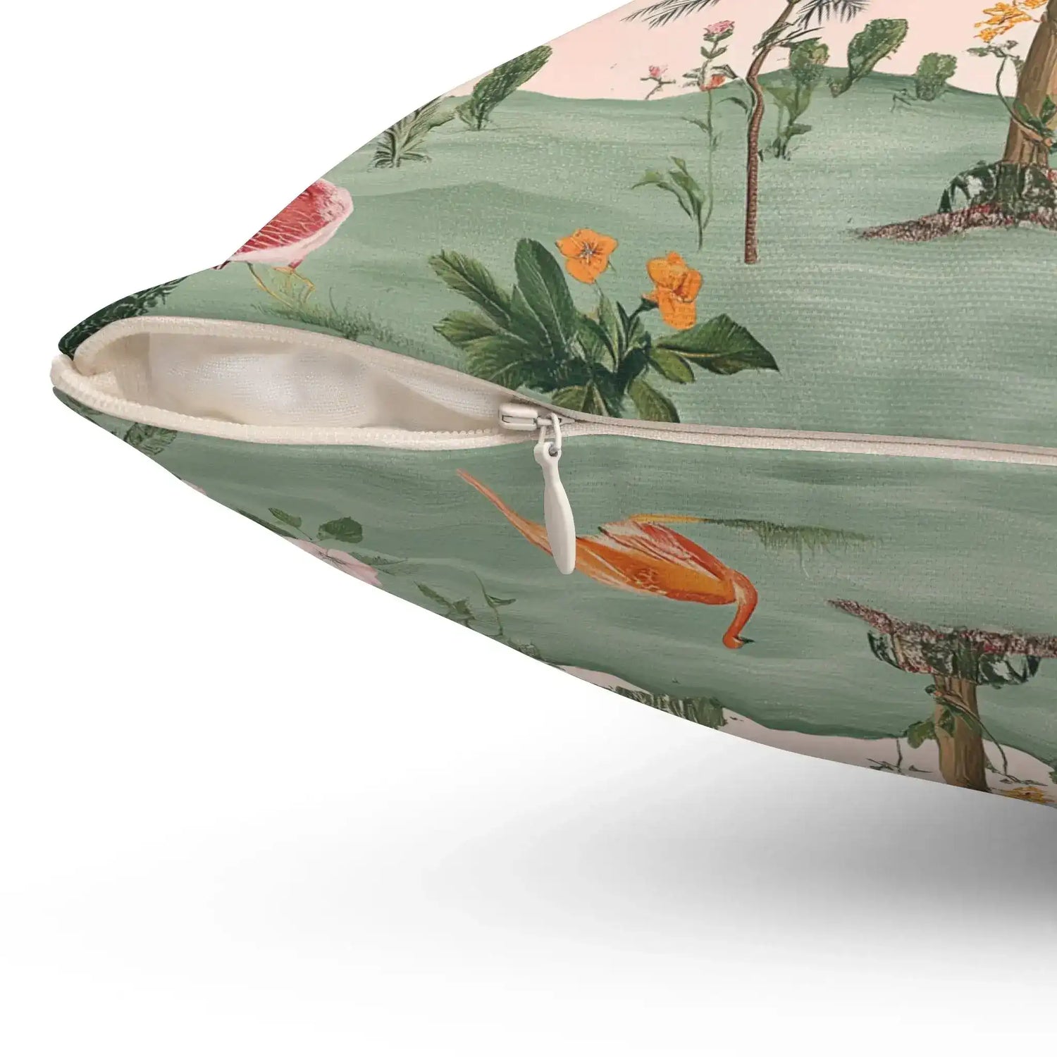 Vibrant Tropical Birds and Flora Throw Pillow