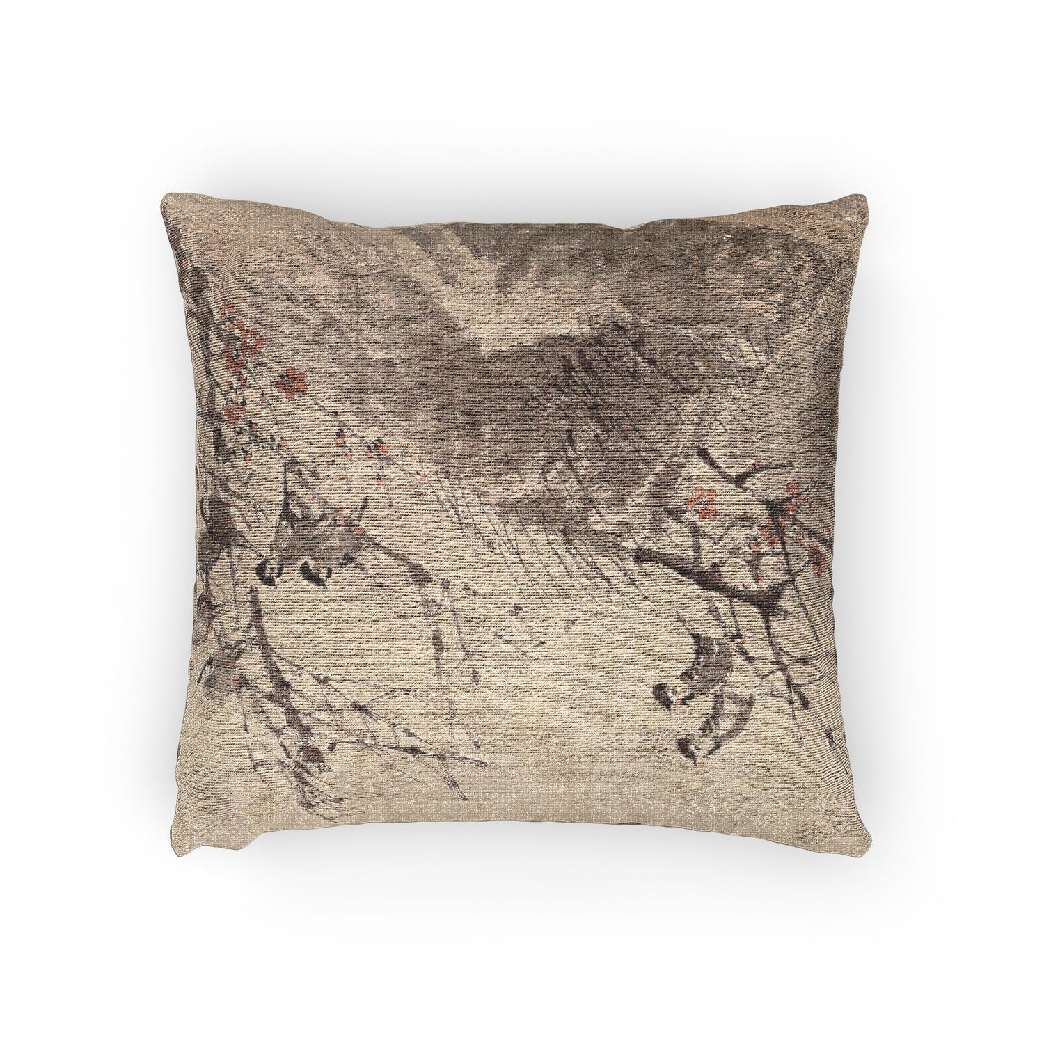 035_birds-on-red-plum | Woven Pillow - MAIA HOMES