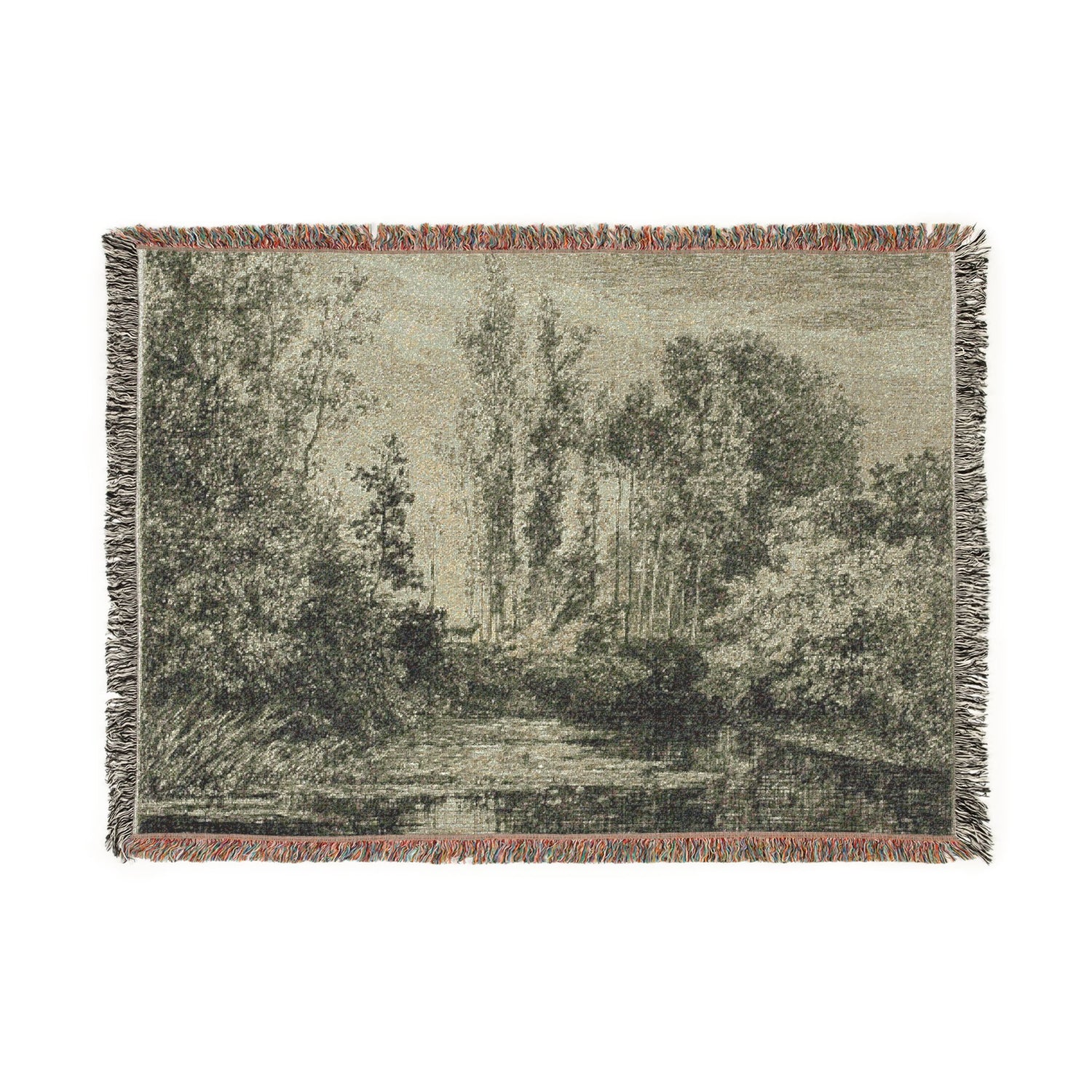 Stags at the Water's Edge - Charles François Daubigny Tapestry Blanket