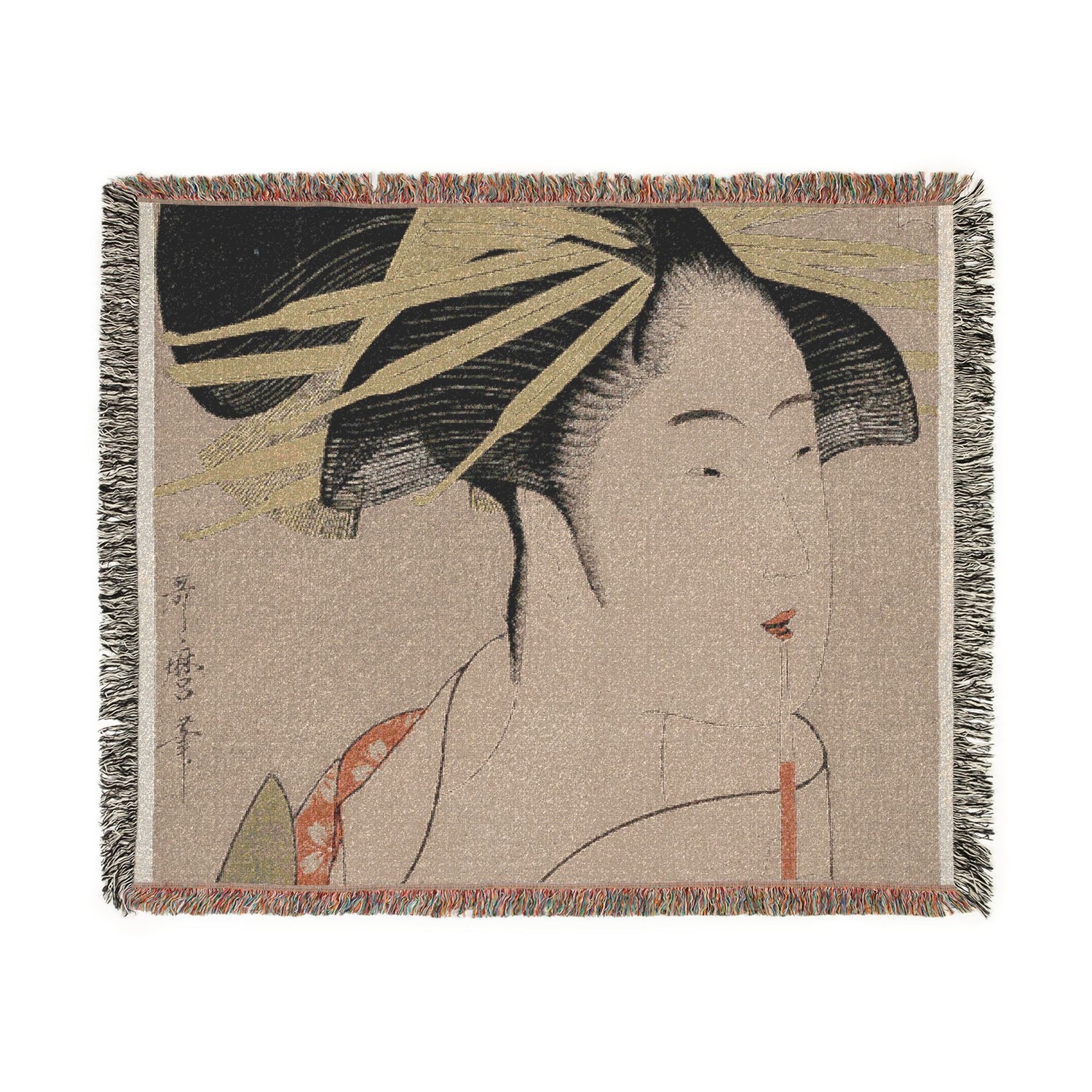 Takigawa of the Ogiya - Kitagawa Utamaro Tapestry Blanket