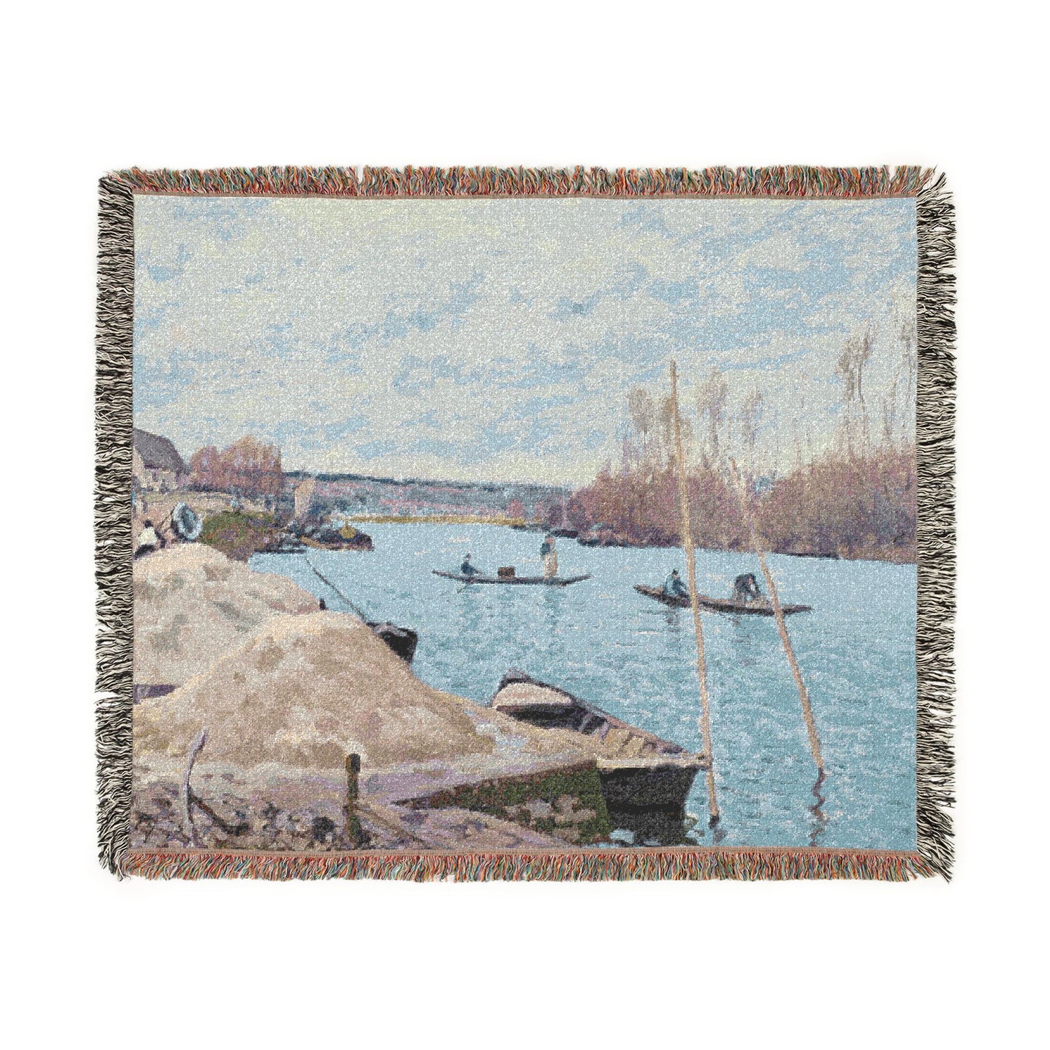 The Seine at Port-Marly, Piles of Sand - Alfred Sisley Tapestry Blanket