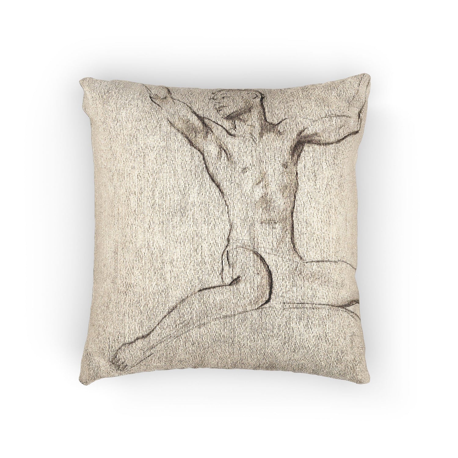 John Singer Sargent - Seated Male Nude, Arms Uplifted | Woven Pillow