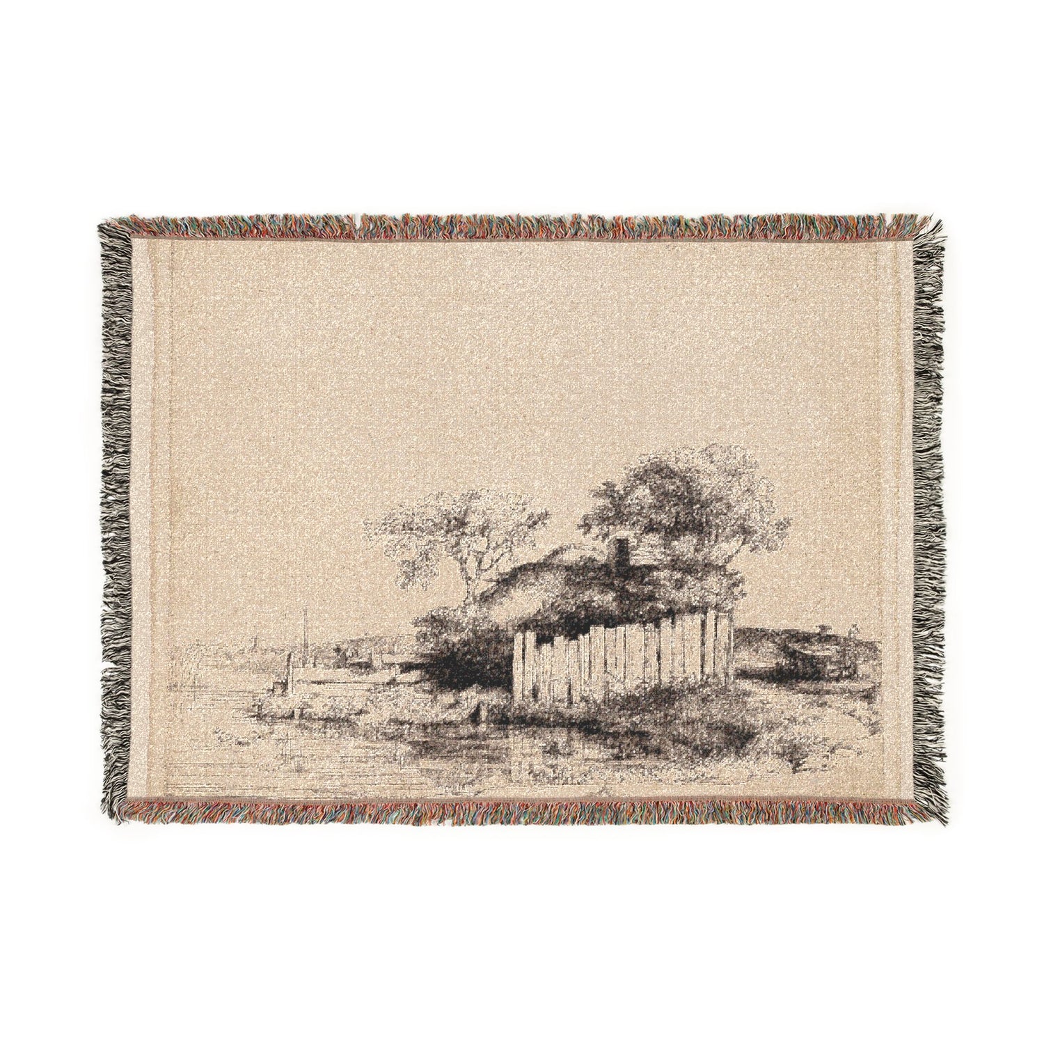 A Cottage with White Paling - Rembrandt van Rijn Tapestry Blanket