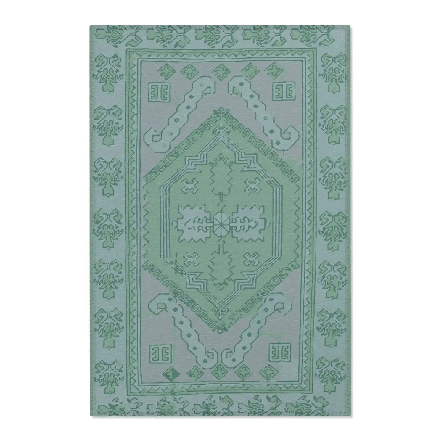 Mint Green Southwestern Medallion Accent Rug