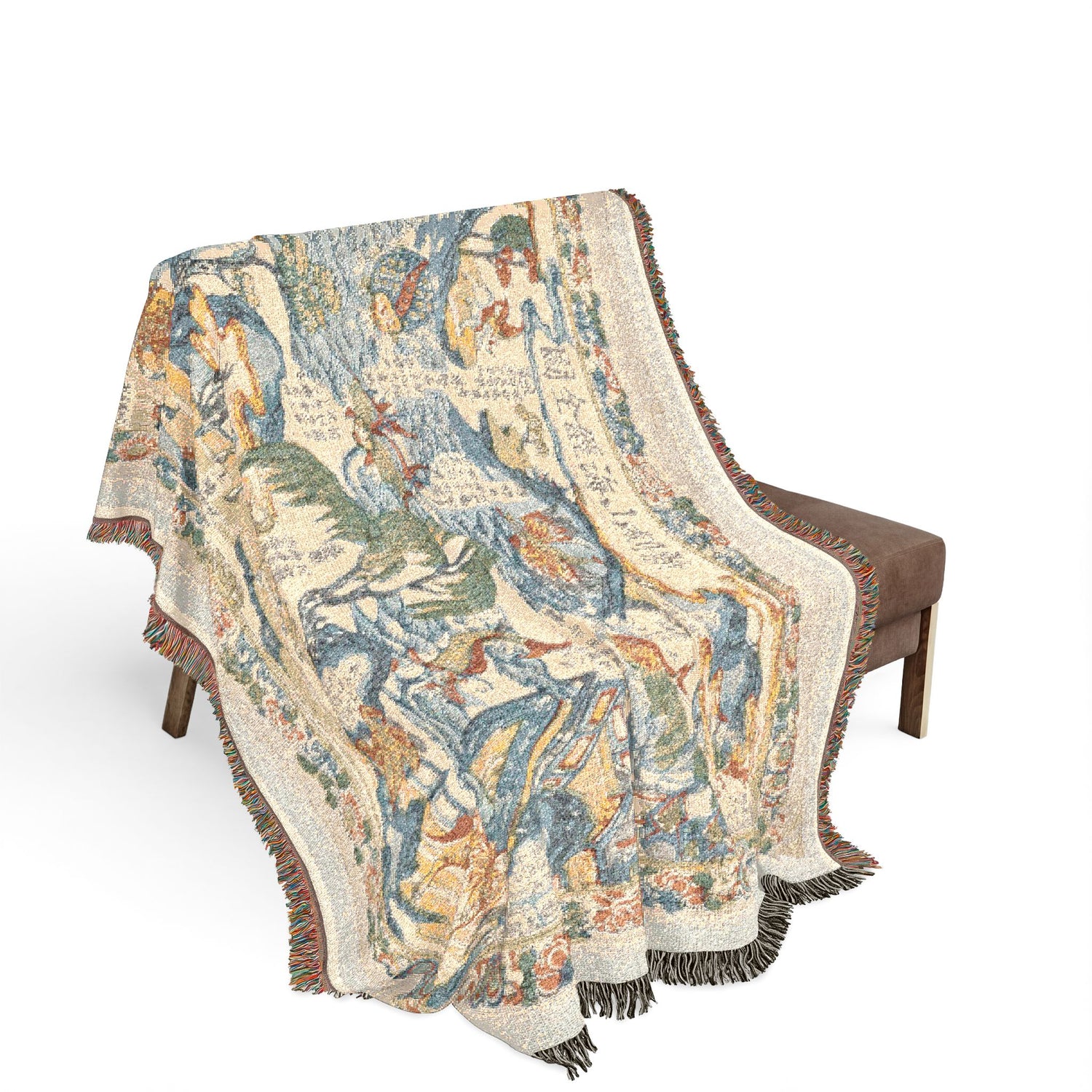 A Newly-Cut Print of Illustrations from The Classic of Mountains and Seas Woven Throw Blanket