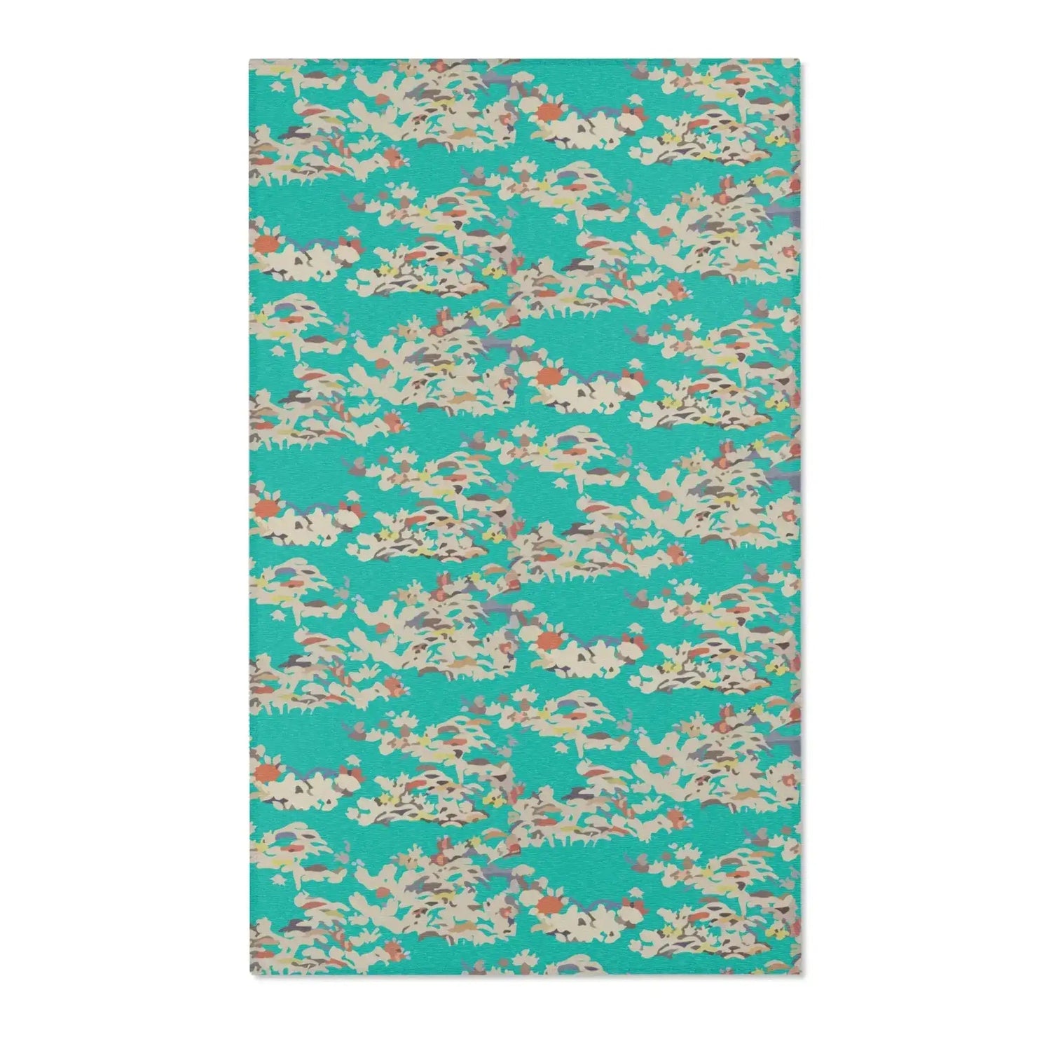 Teal Coral Reef Abstract Accent Rug