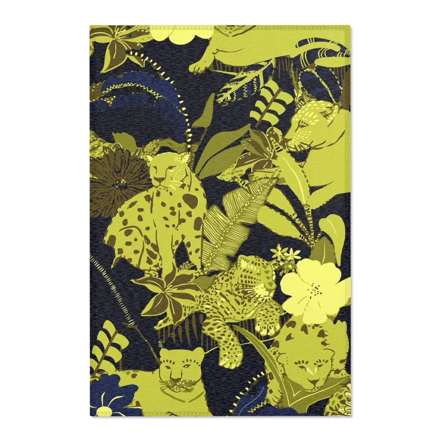 Yellow Leopard Floral Accent Rug