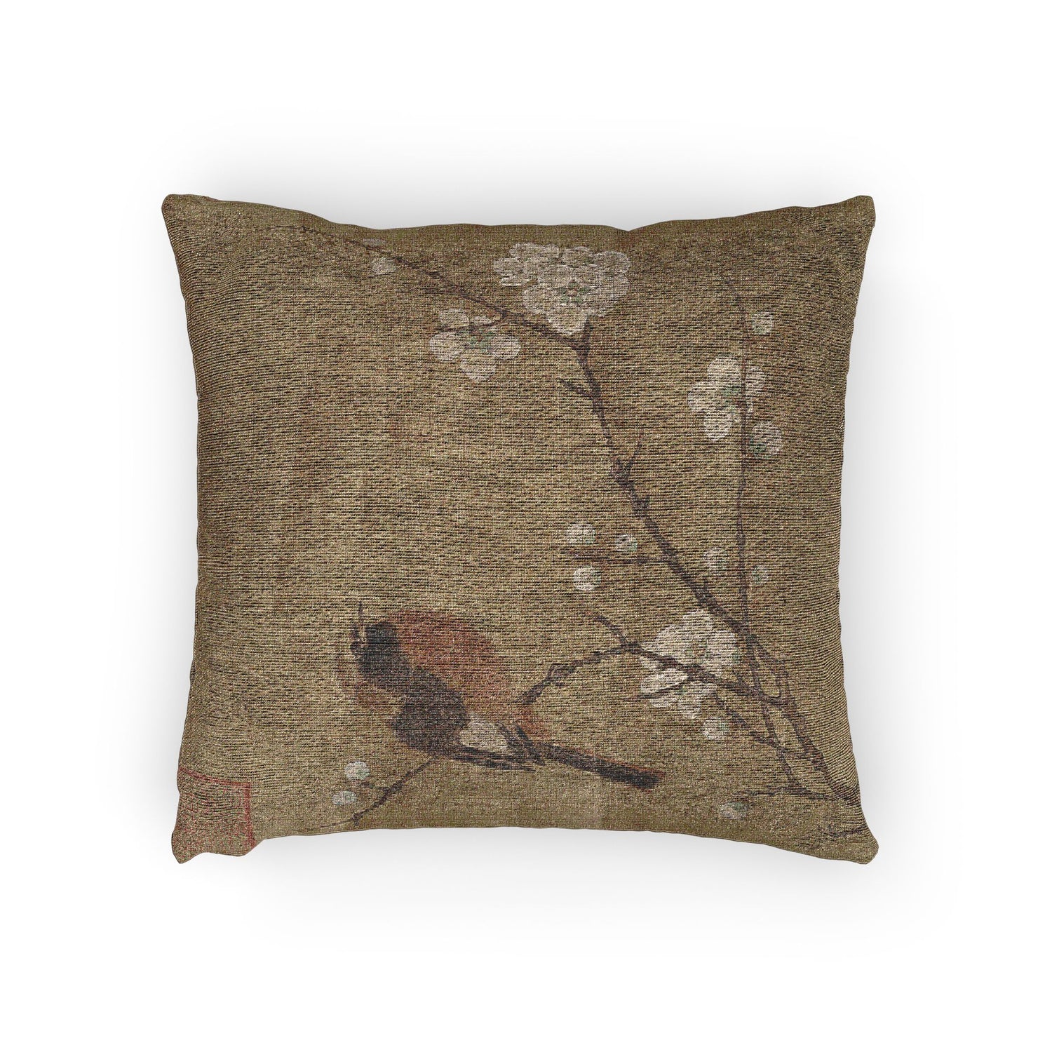 Bird on a Flowering Branch Pillow
