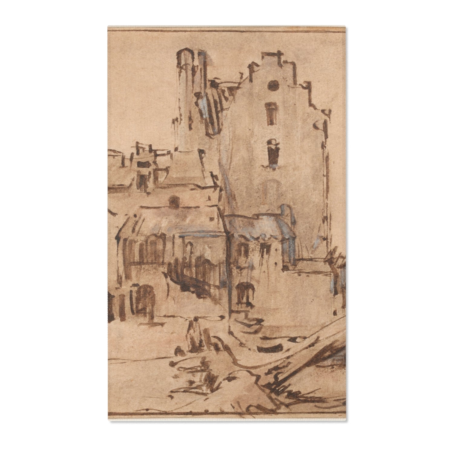 Kostverloren Castle in Decay - Rembrandt van Rijn Area Rug