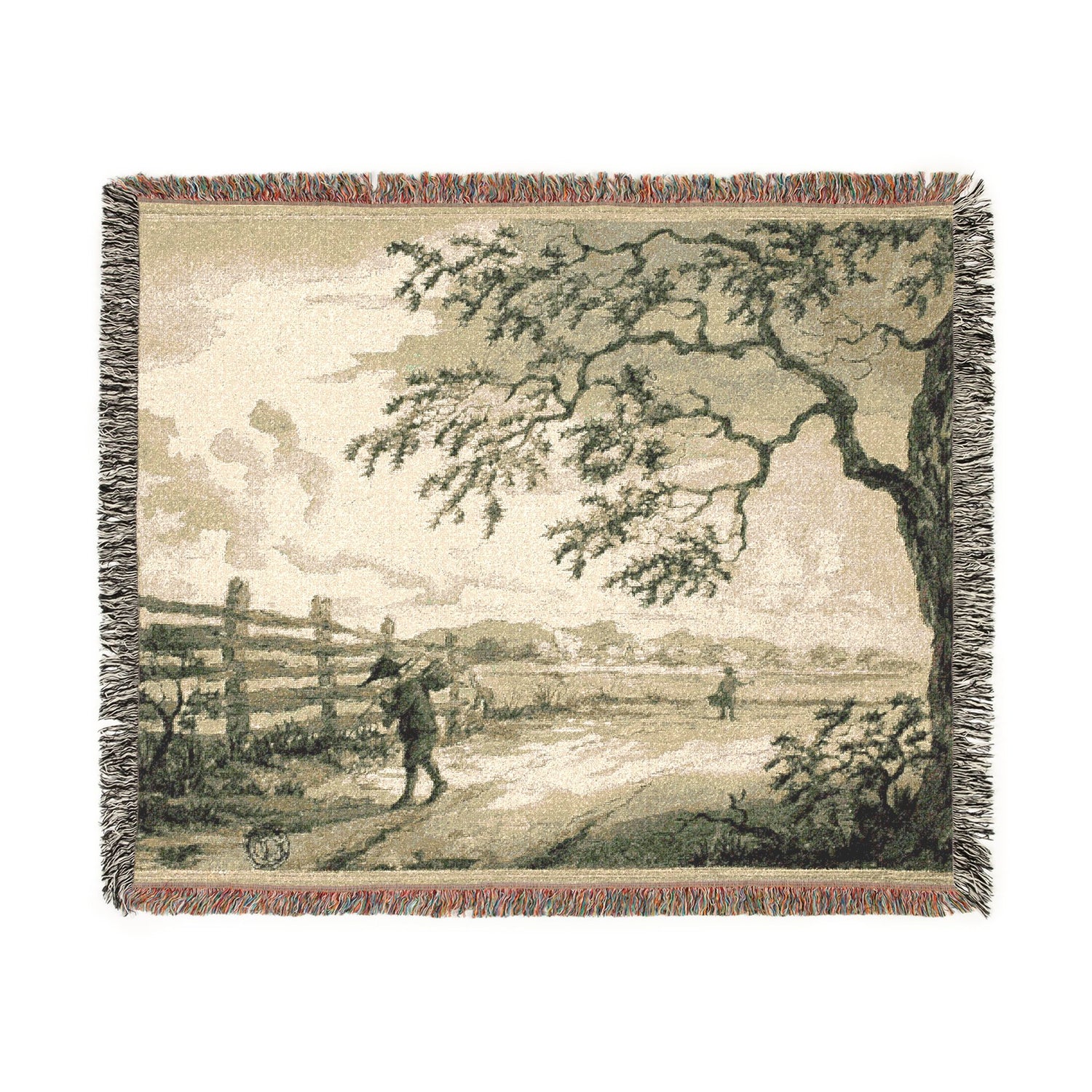 Figures with Baskets on Road - Jacob van Ruisdael Tapestry Blanket