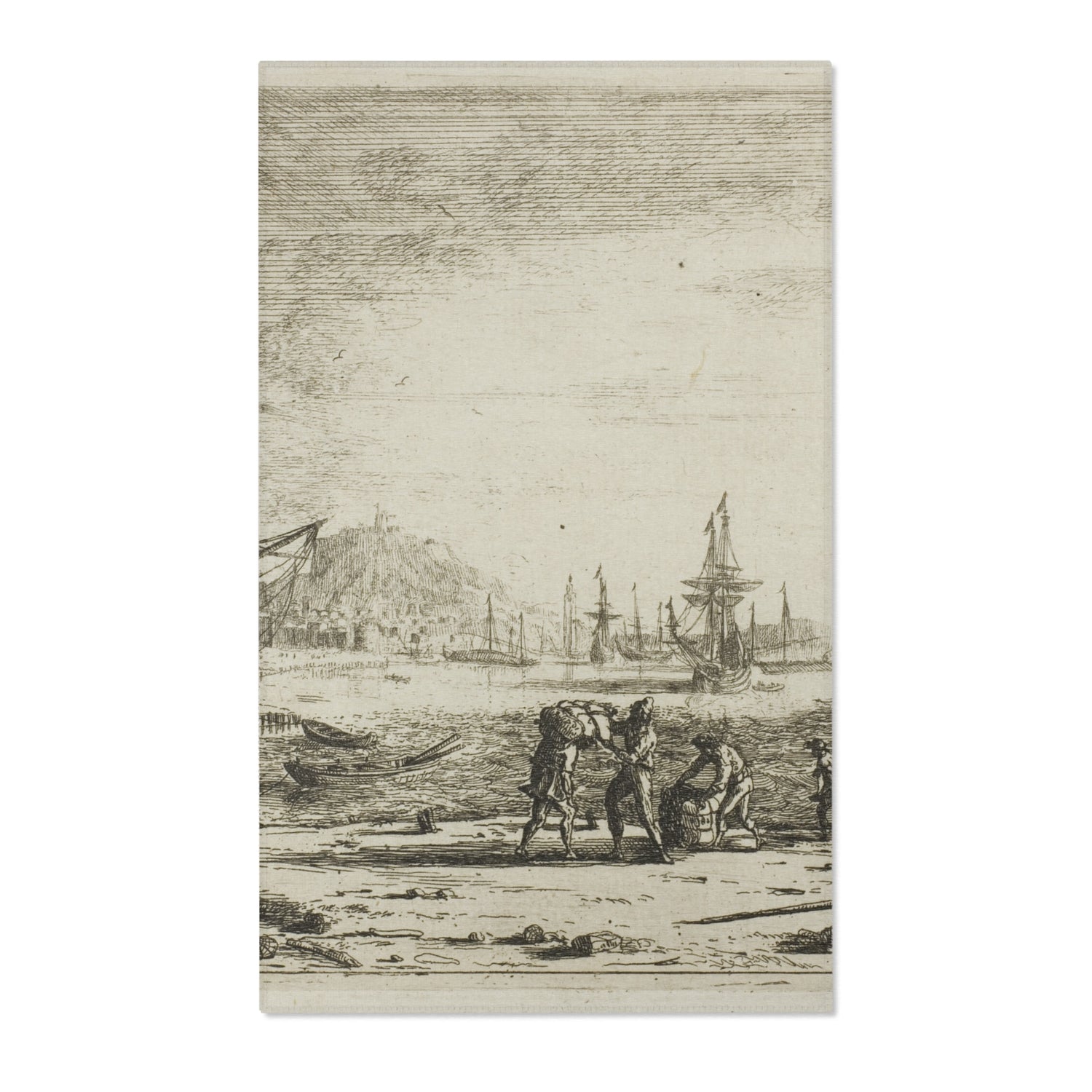 Harbor with a Large Tower - Claude Lorrain Area Rug