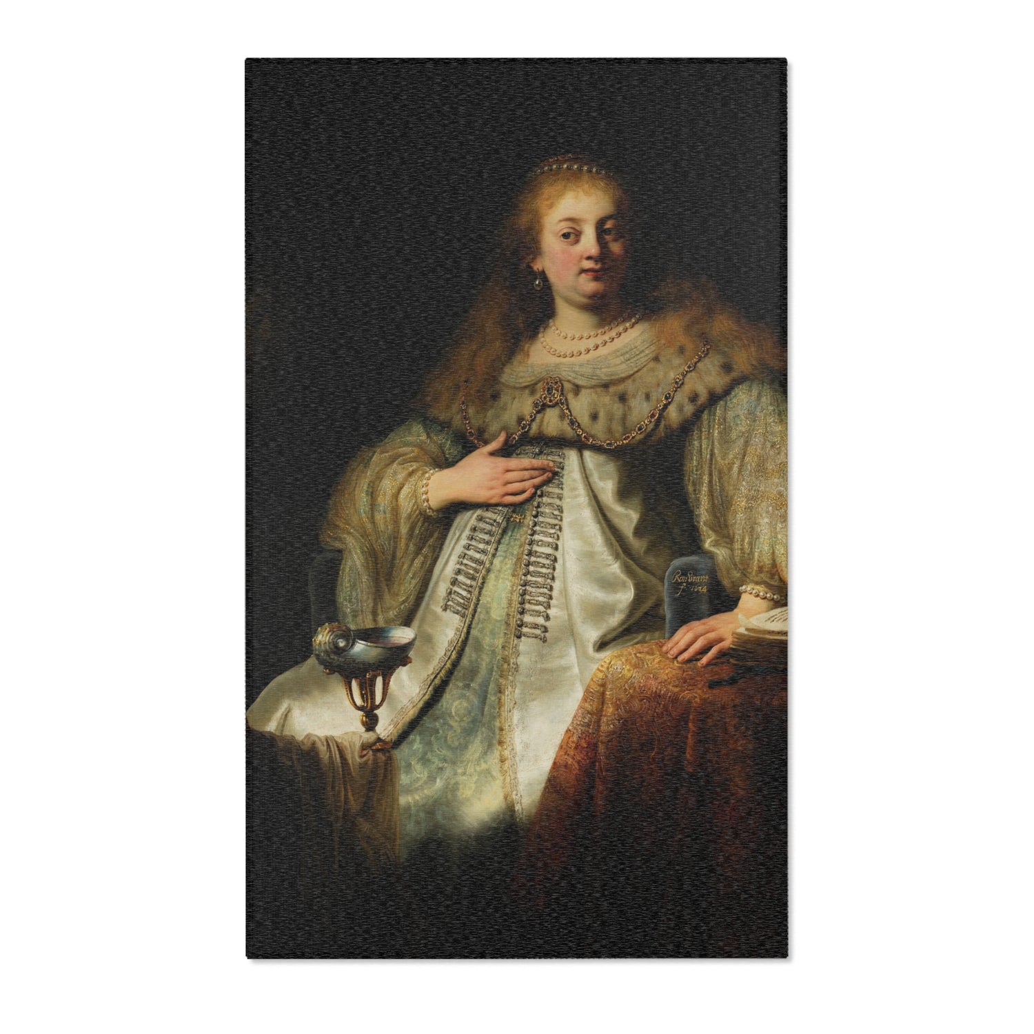 Judith at the Banquet of Holofernes - Rembrandt van Rijn Area Rug