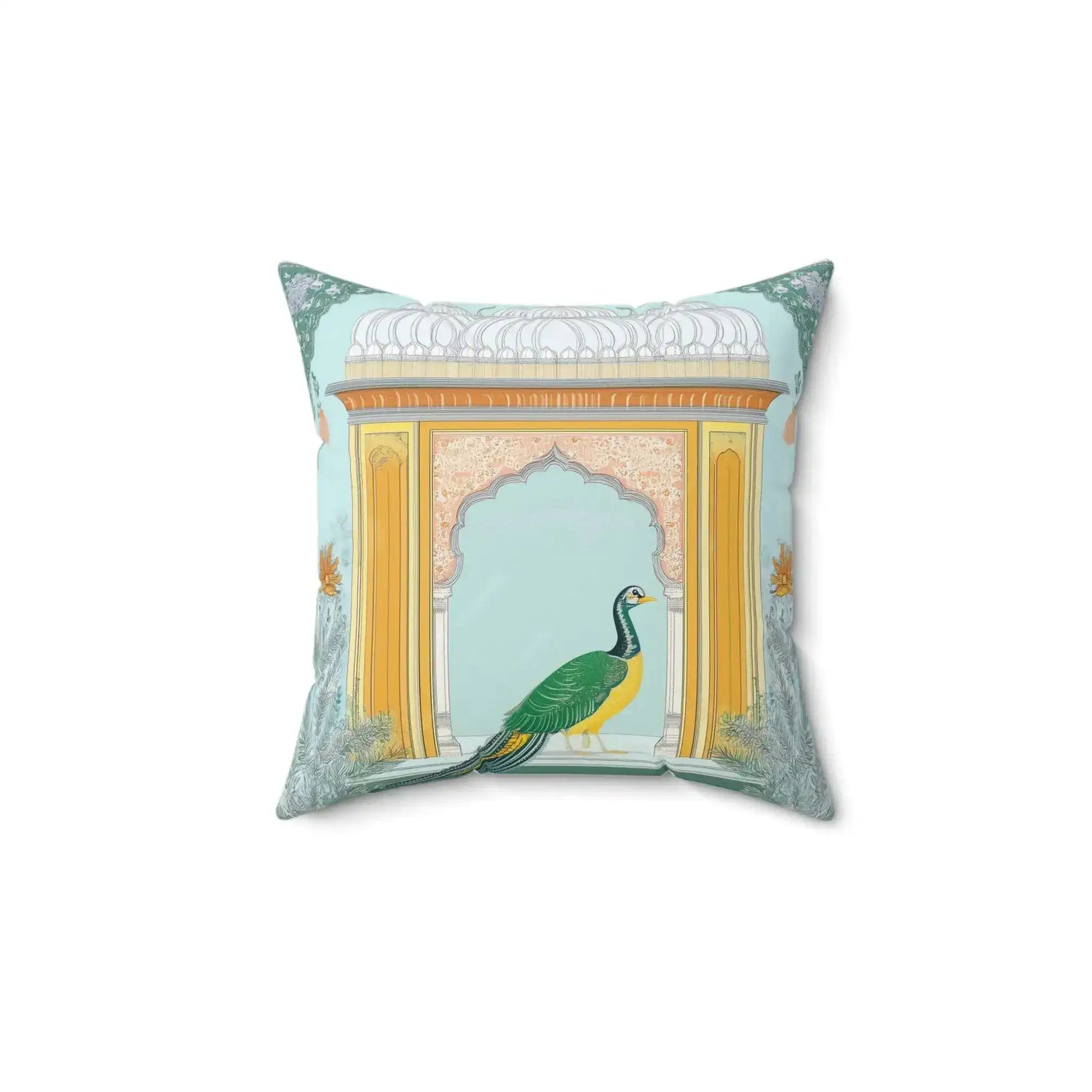 Raj Peacock Pavilion Throw Pillow