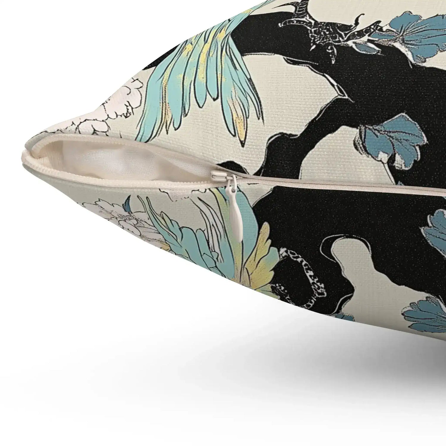 Majestic Cranes & Peonies Throw Pillow