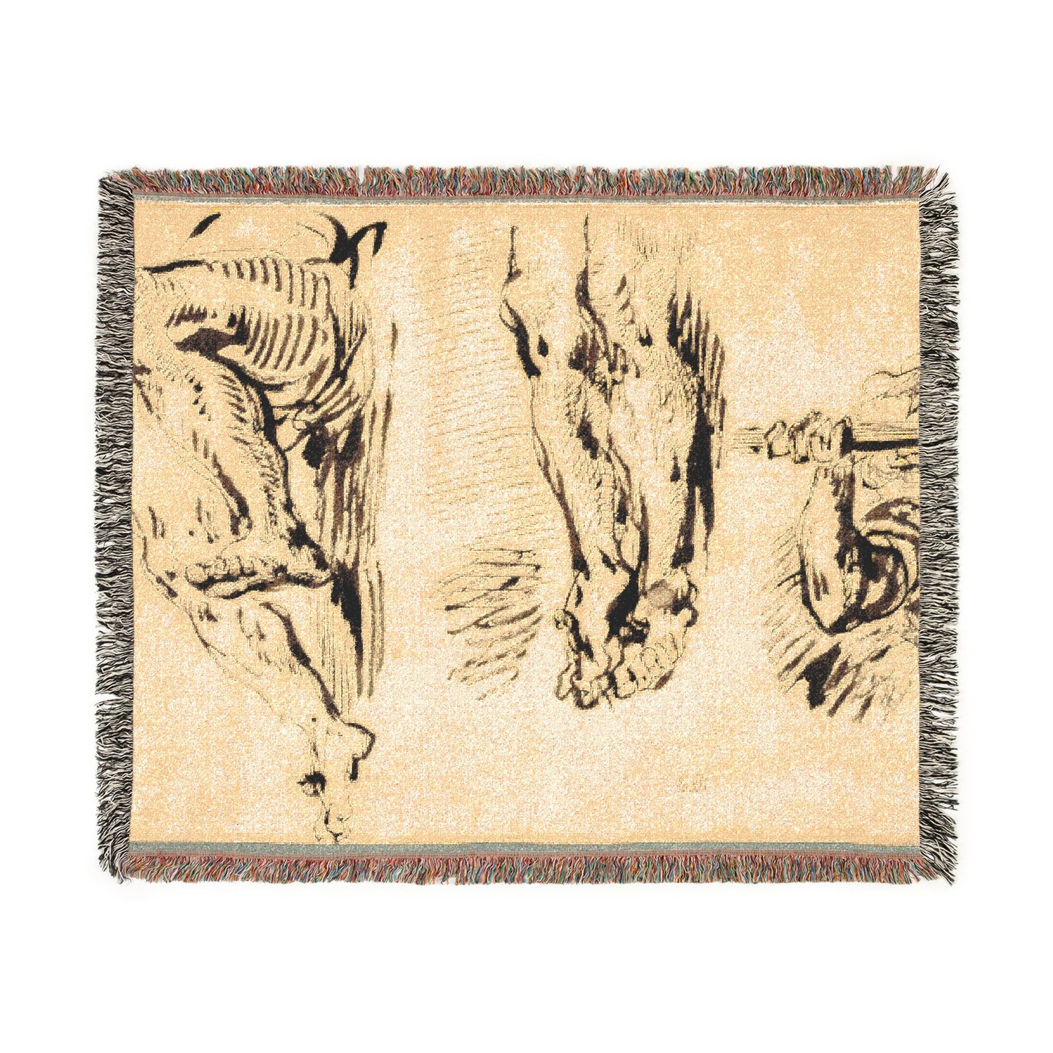 Study of Arms and Legs of Christ Crucified - Eugène Delacroix Tapestry Blanket