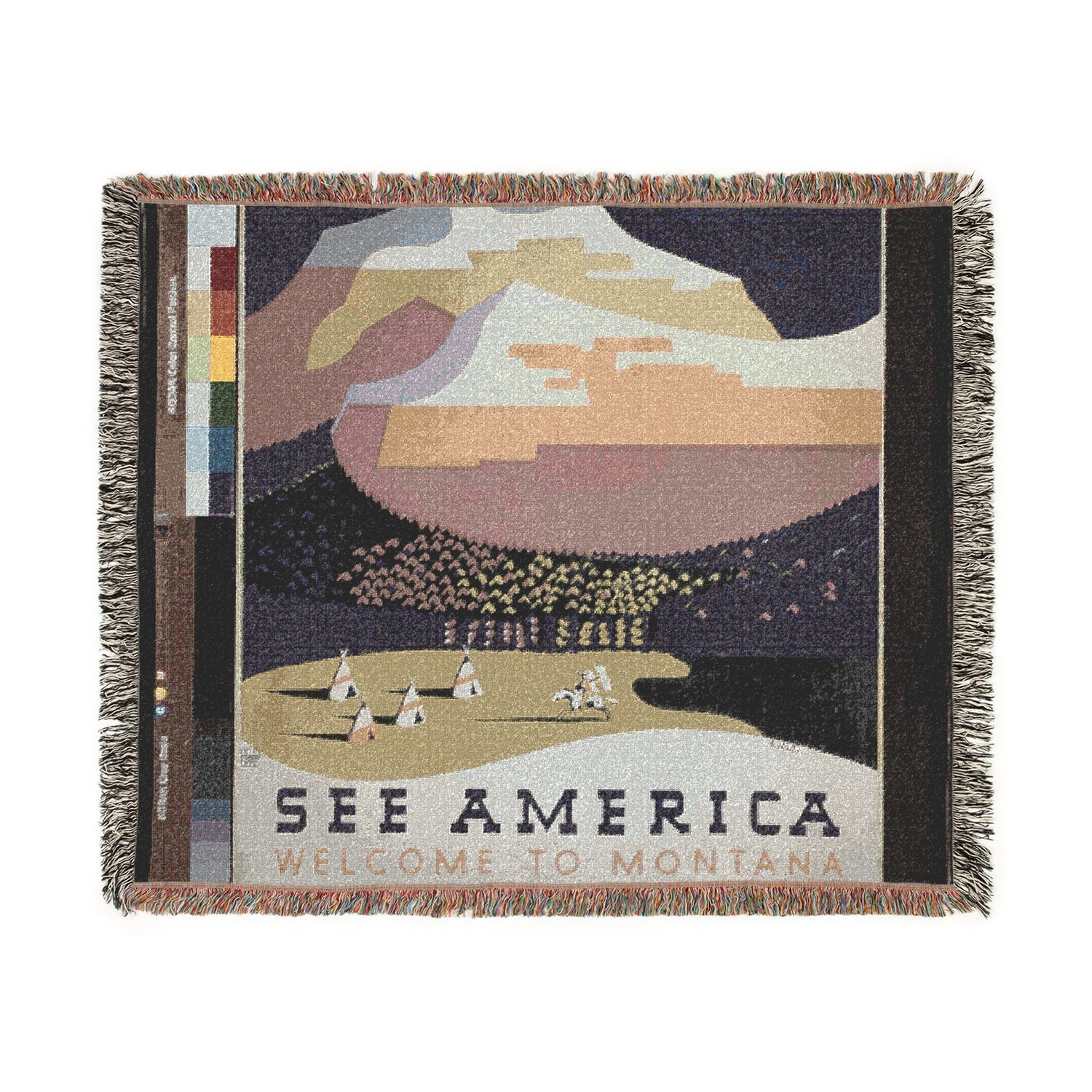 See America Welcome to Montana Halls Tapestry Blanket