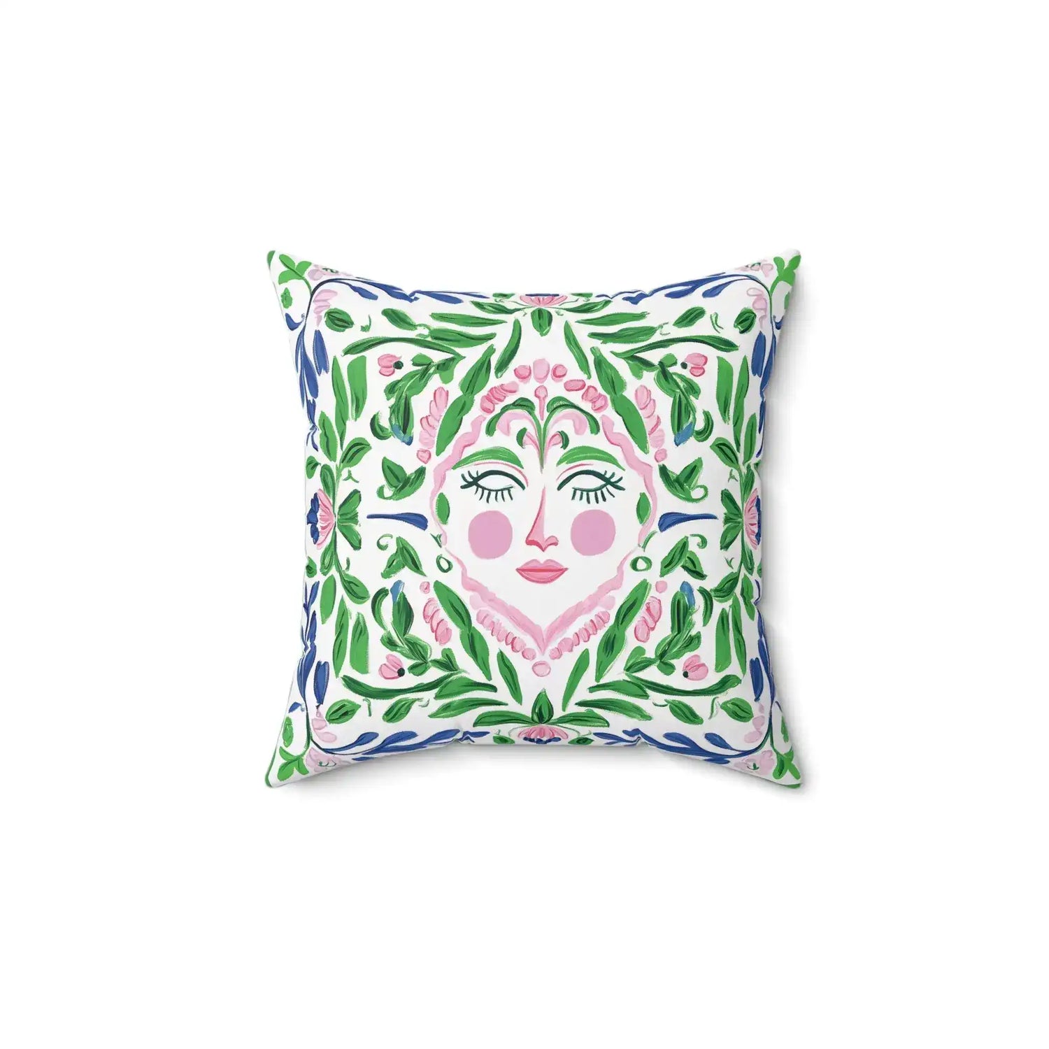 Floral Spirit Face Throw Pillow