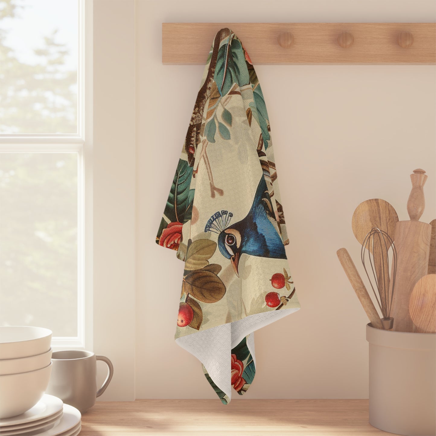 Blissful Cherry Bird Tea Towel