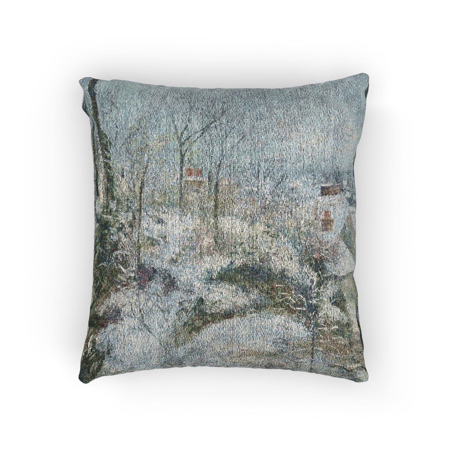 Camille Pissarro - Rabbit Warren at Pontoise, Snow | Woven Pillow