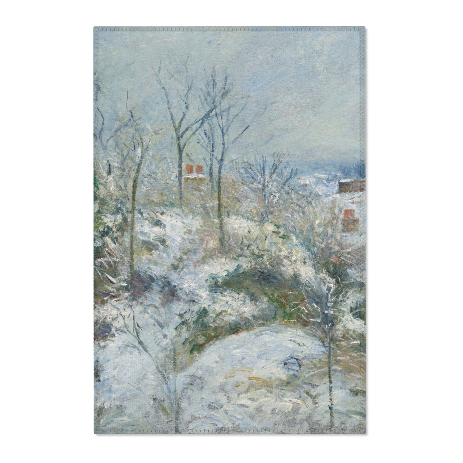 Rabbit Warren at Pontoise, Snow - Camille Pissarro Area Rug