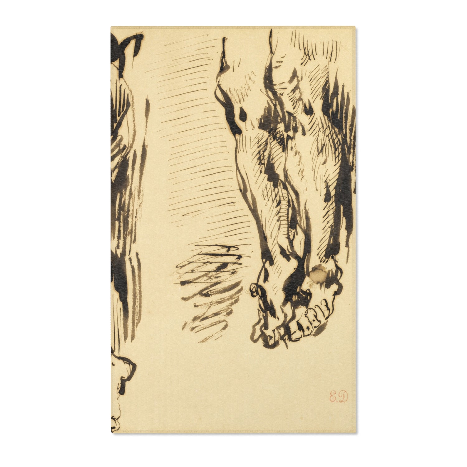 Study of Arms and Legs of Christ Crucified - Eugène Delacroix Area Rug