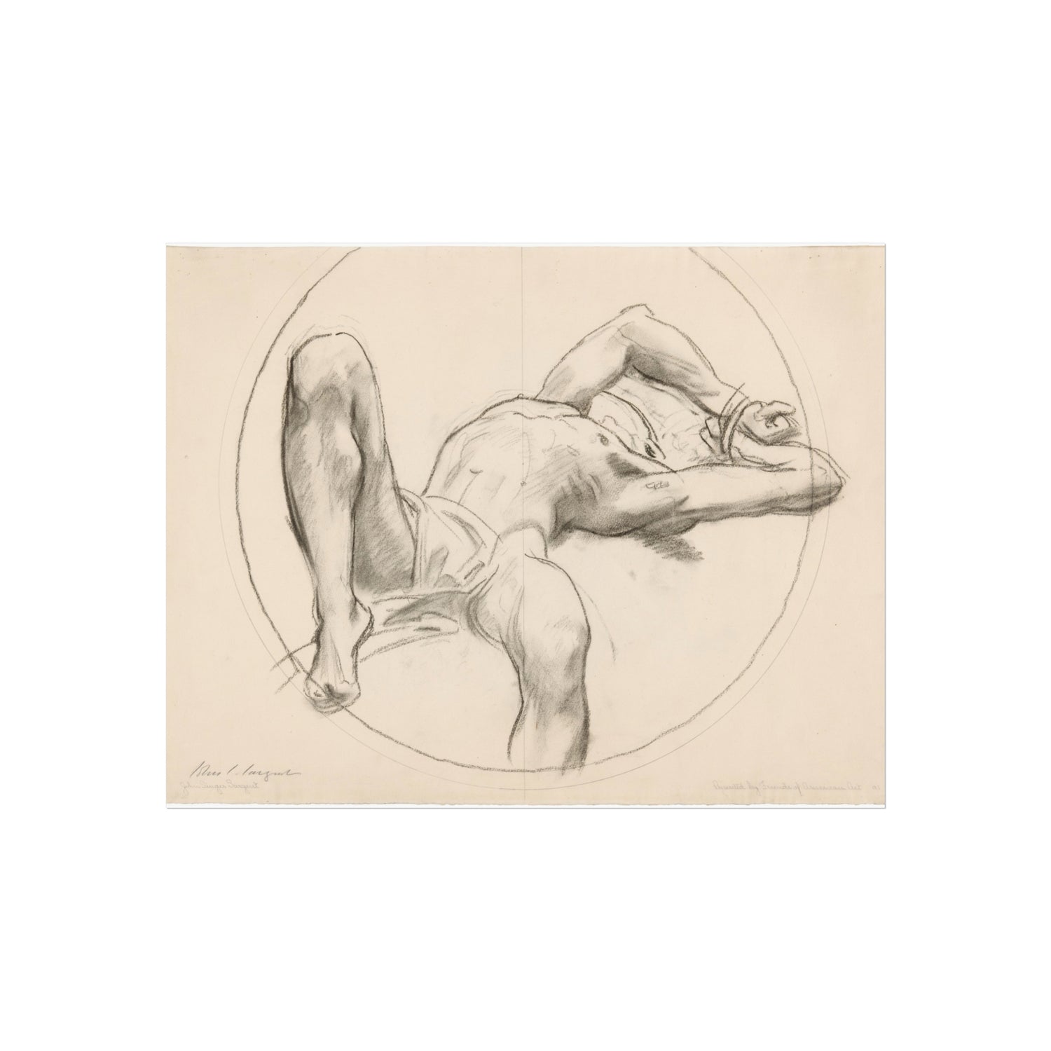 John Singer Sargent - Bound Man (recto); Sketch of Bound Man (verso) | Fine Art Poster