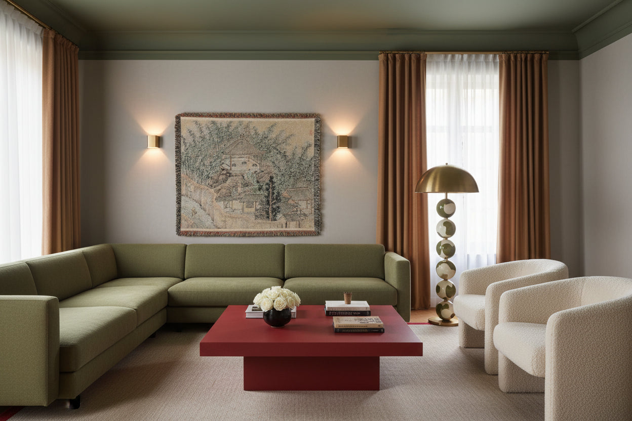 Bamboo Pavilion Tiger Hill Tapestry Blanket