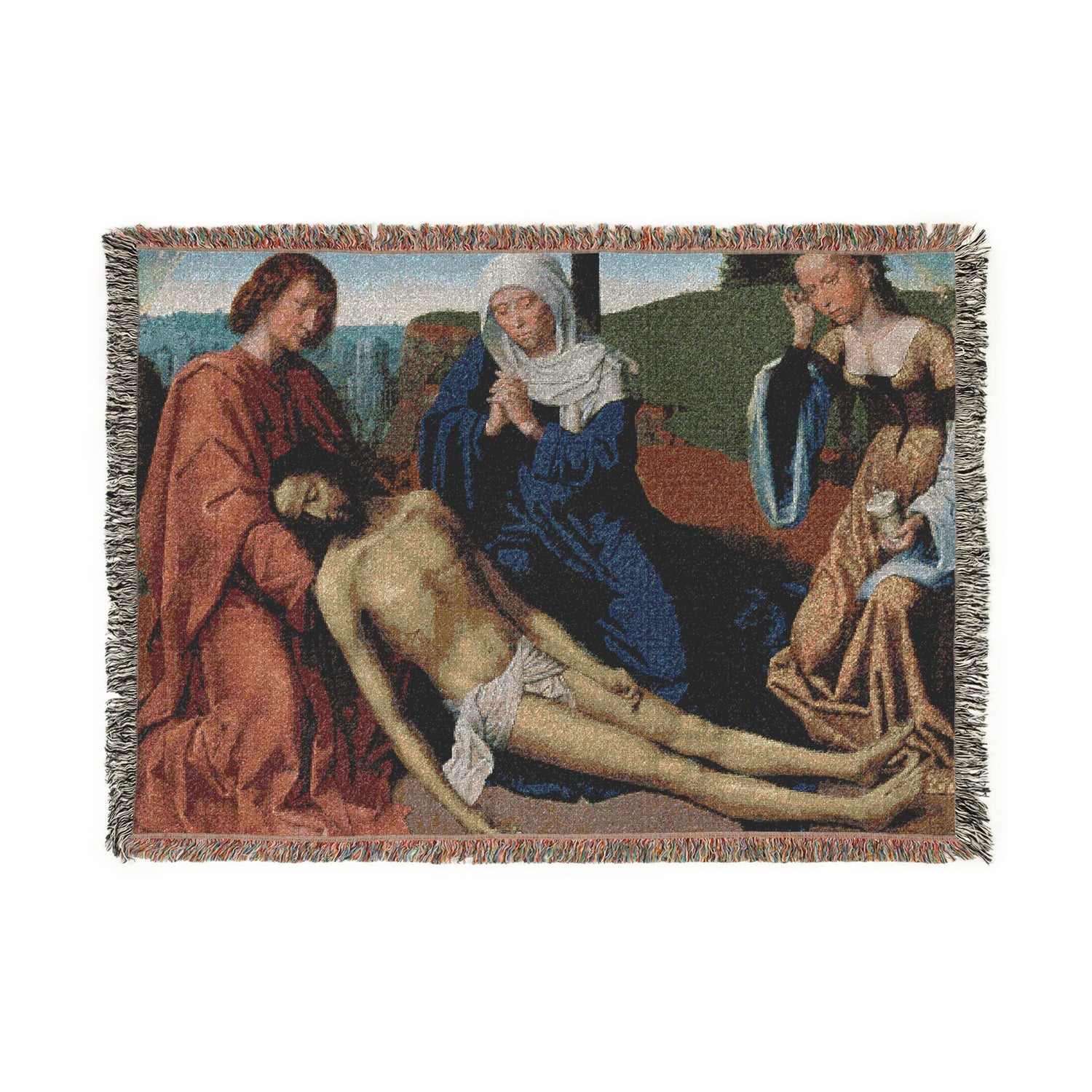 Lamentation over the Body of Christ - Gerard David Tapestry Blanket