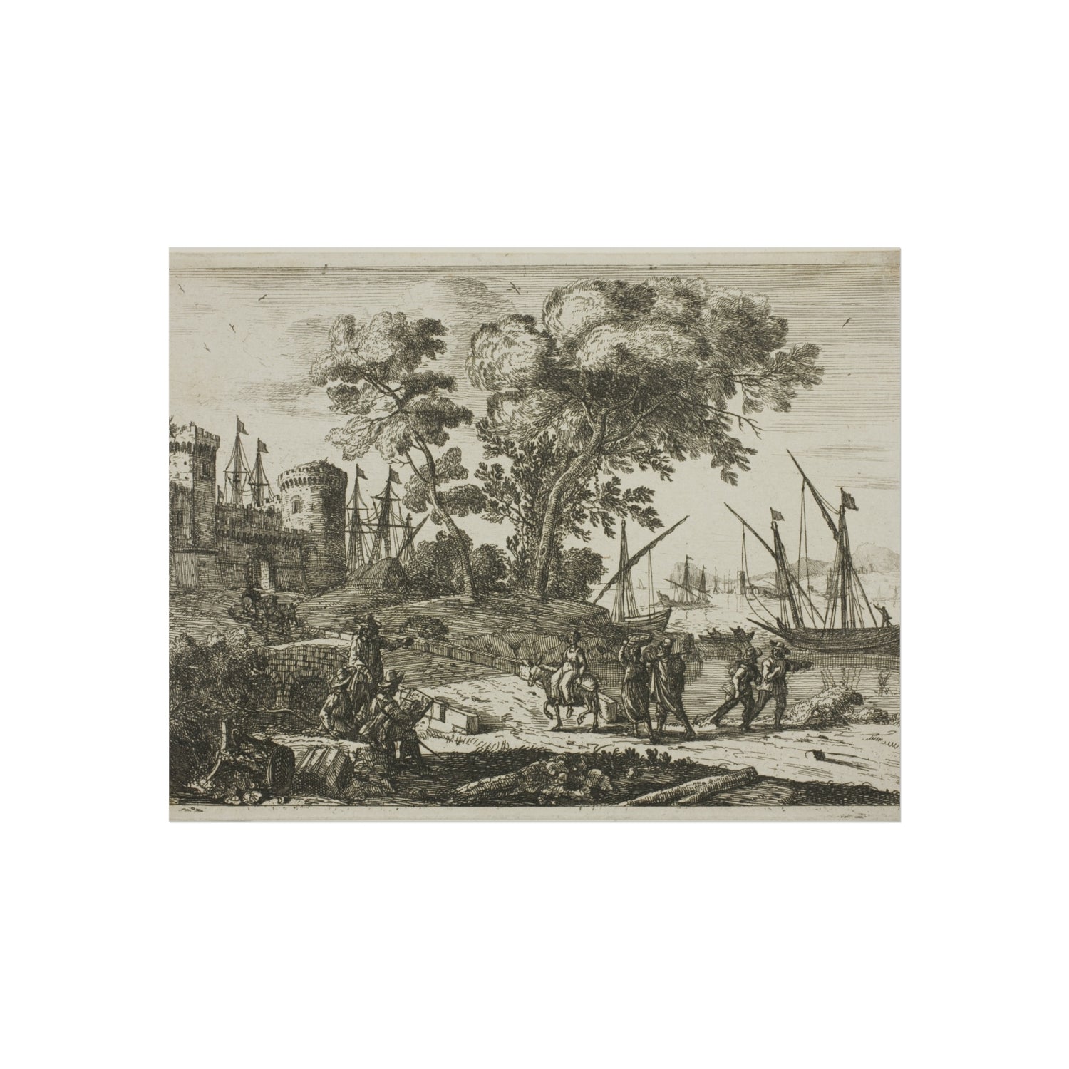 Coast Scene with an Artist Drawing - Claude Lorrain Fine Art Poster