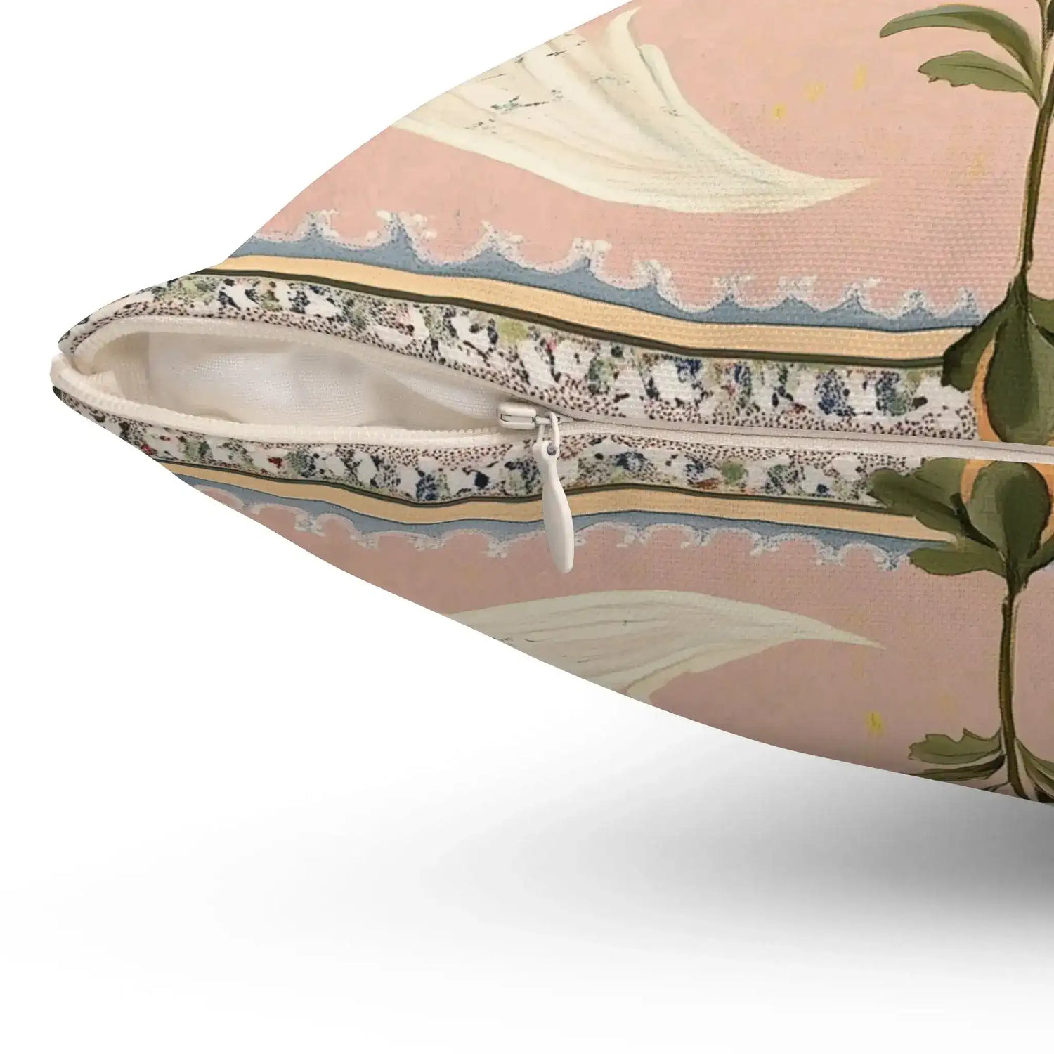 Folk Garden Finch Throw Pillow