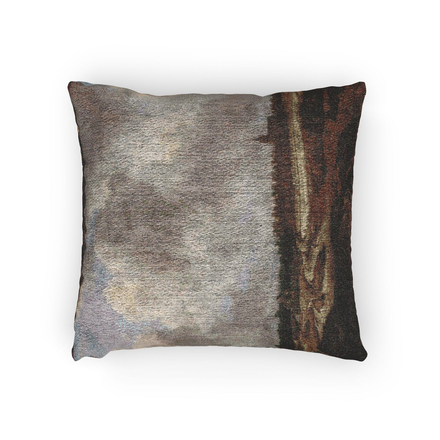 Dresden, Gemäldegalerie Alte Meister, Jacob van Ruisdael, ein Walddorf hinter Dünen | Woven Pillow