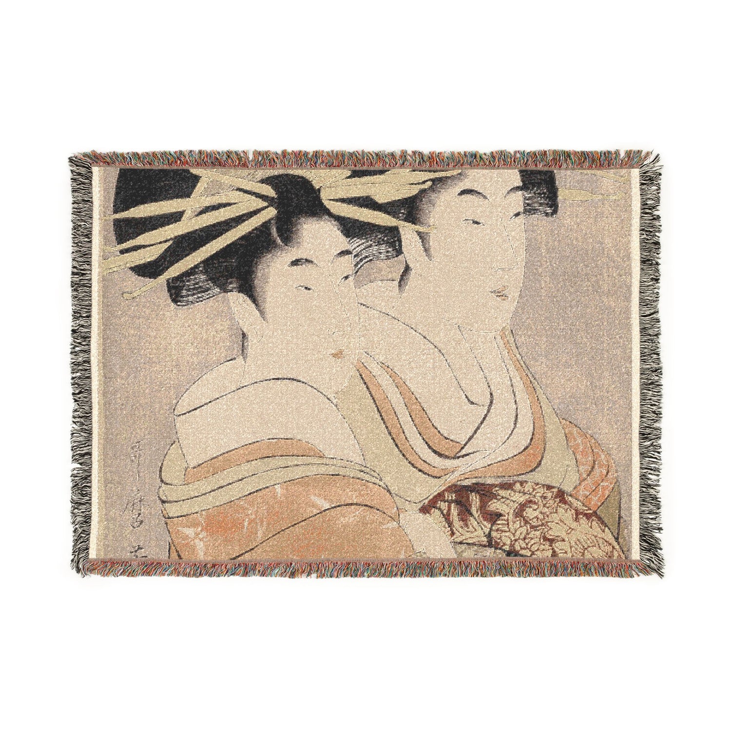 Courtesans Kasugano Utahama - Kitagawa Utamaro Tapestry Blanket