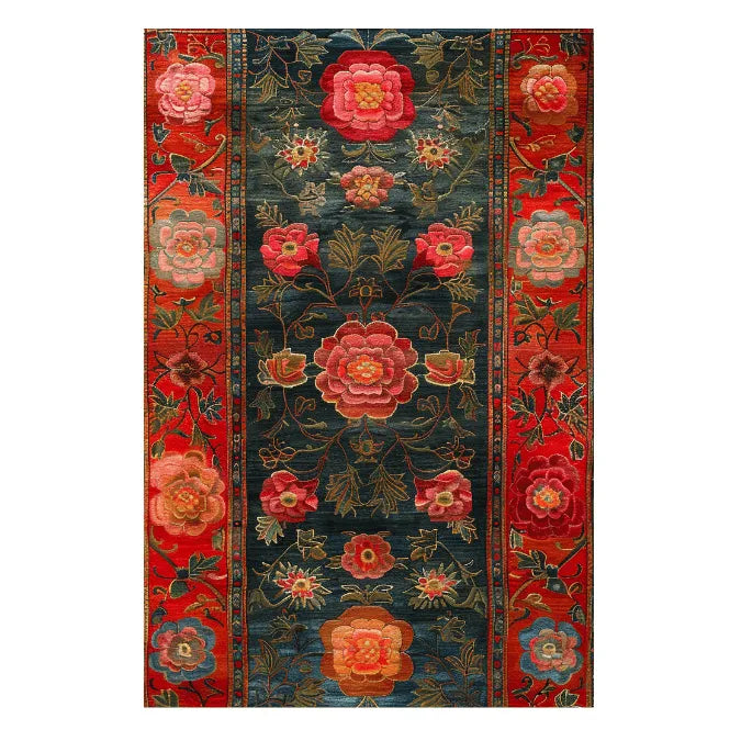 Scarlet Blossom Heritage Hand Tufted Rug