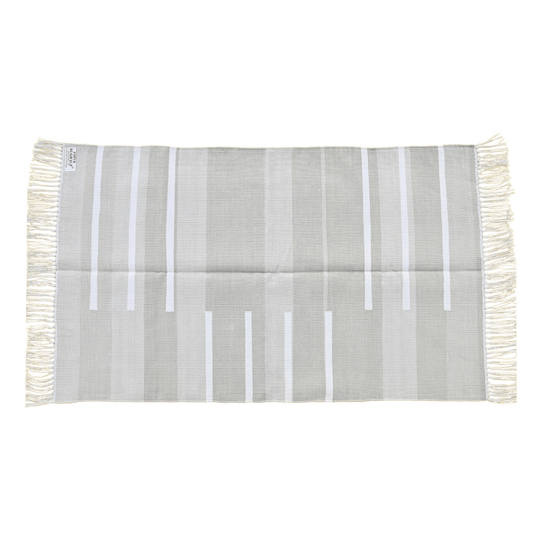 Handwoven Minimalistic Gray Cotton Rug with Fringes