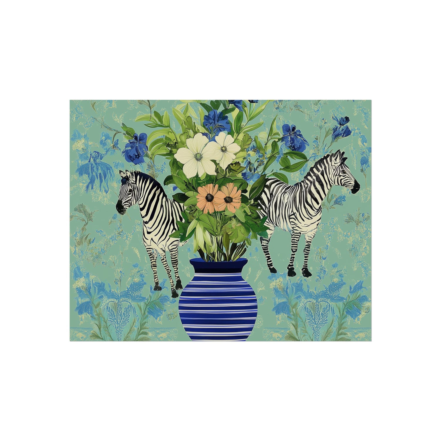 Zebra and Floral Vase Fine Art Poster