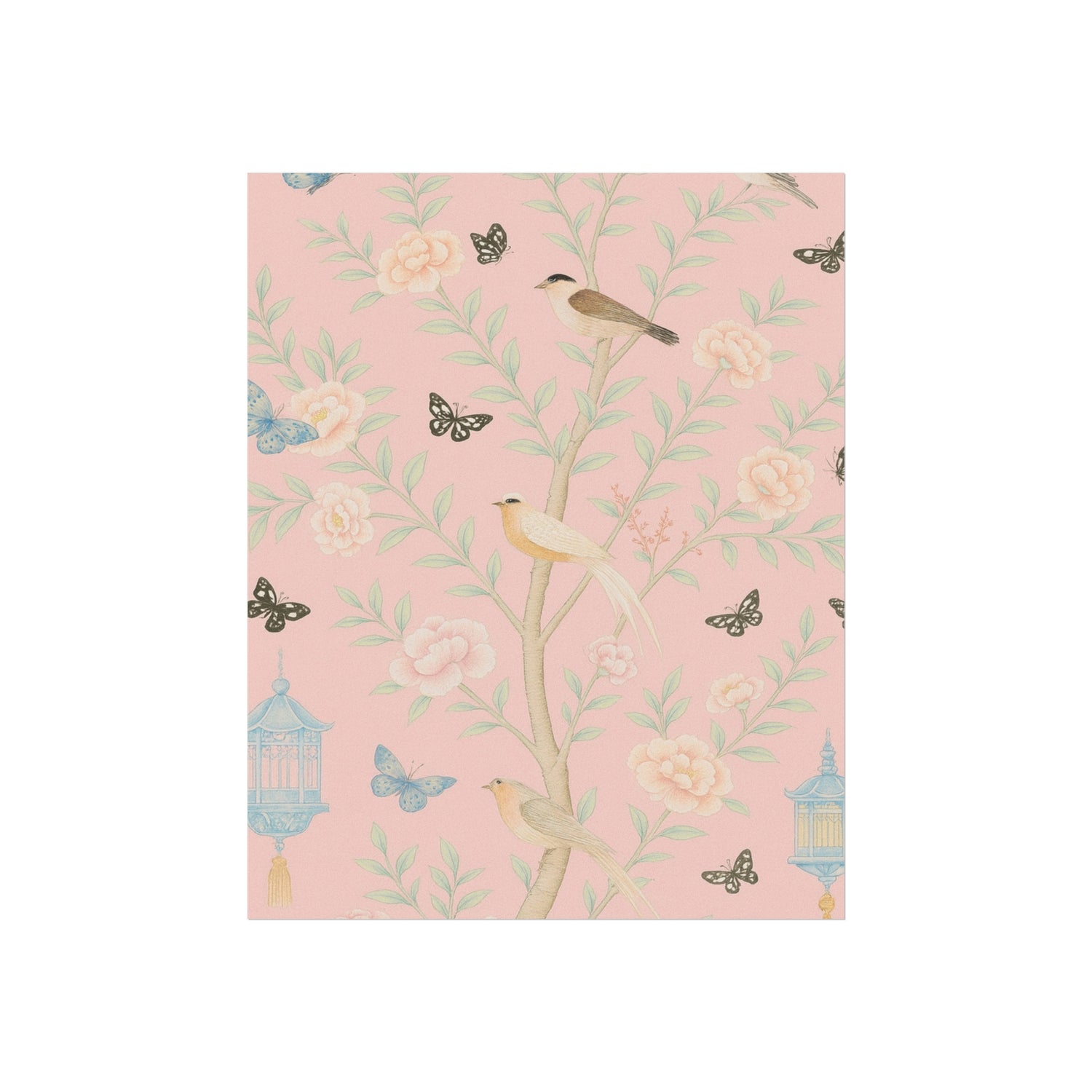 Chinoiserie Feathers and Lanterns Fine Art Poster