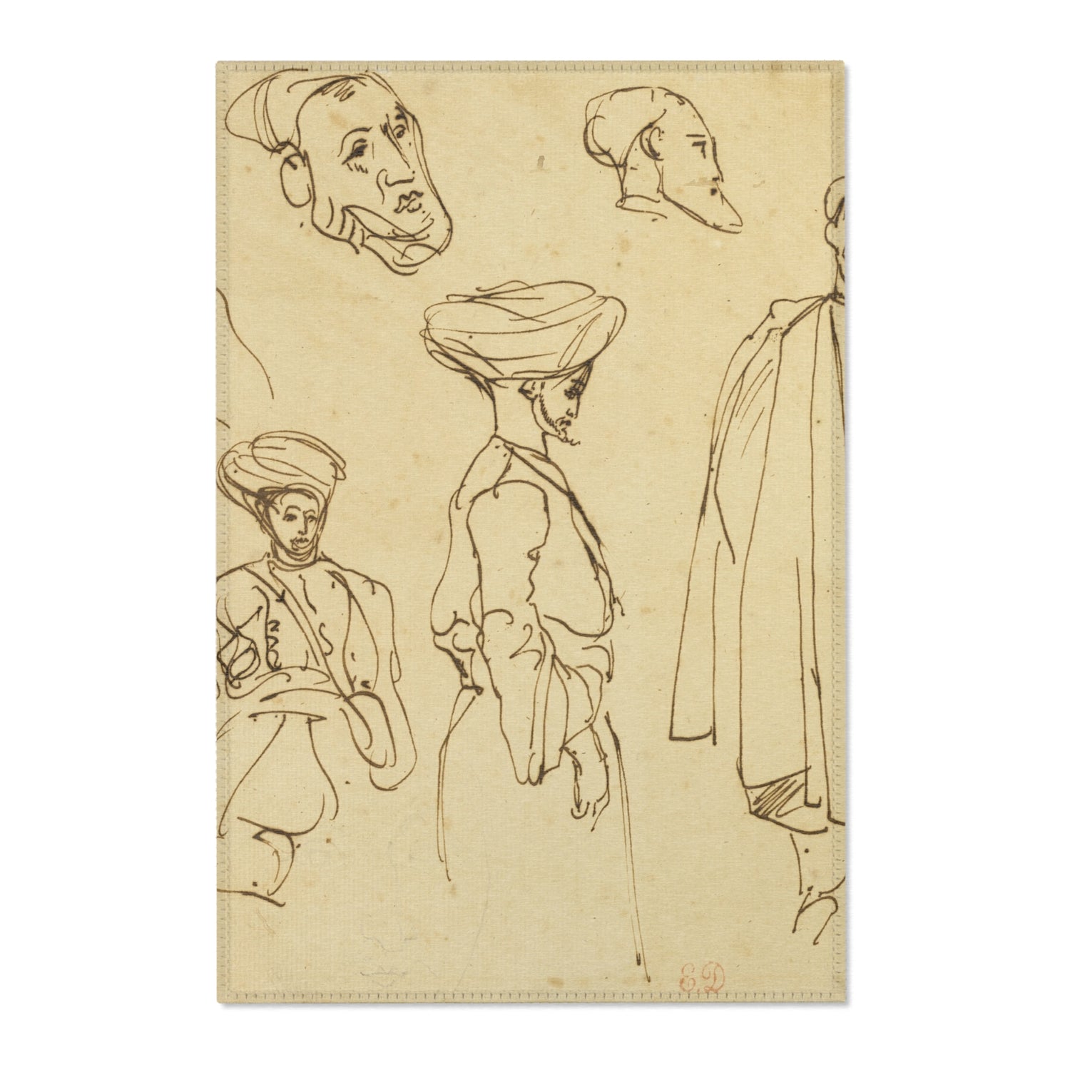 Sketches of Algerian Men - Eugène Delacroix Area Rug