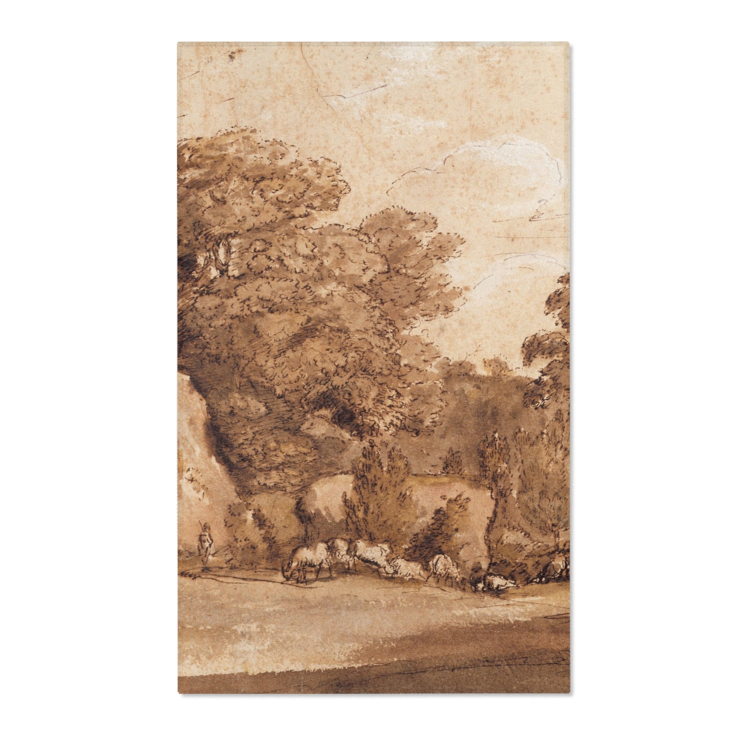 A Rocky Hillside - Claude Lorrain Area Rug