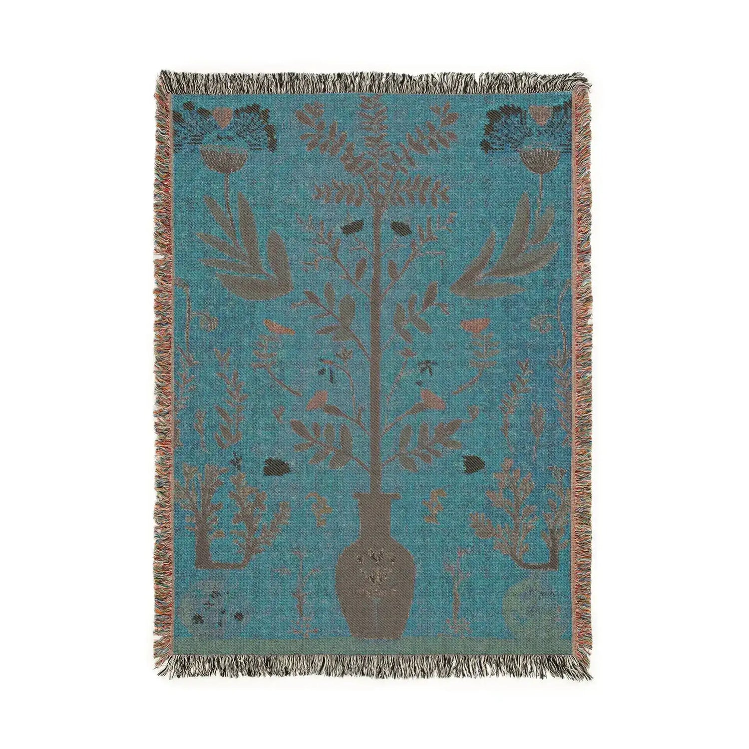 Whimsical Botanical Woven Blanket