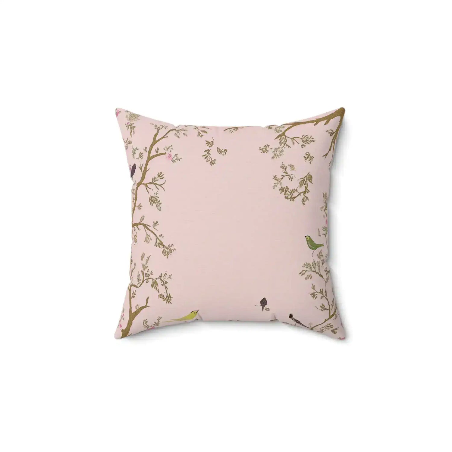 Vintage Bird & Blossom Throw Pillow 14"